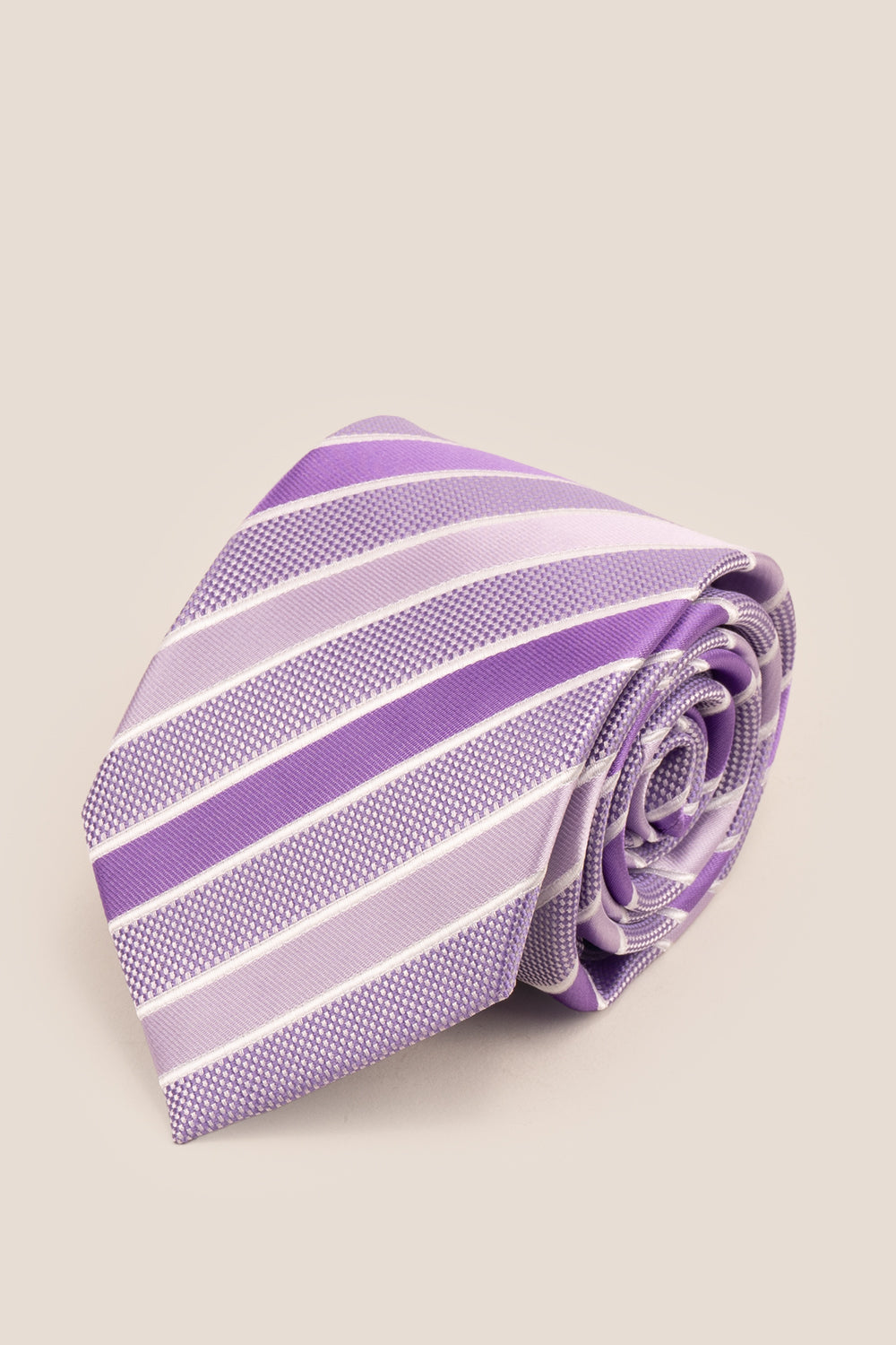 Classic Stripe Purple tie with elegant design, perfect for weddings, office wear, and casual occasions.