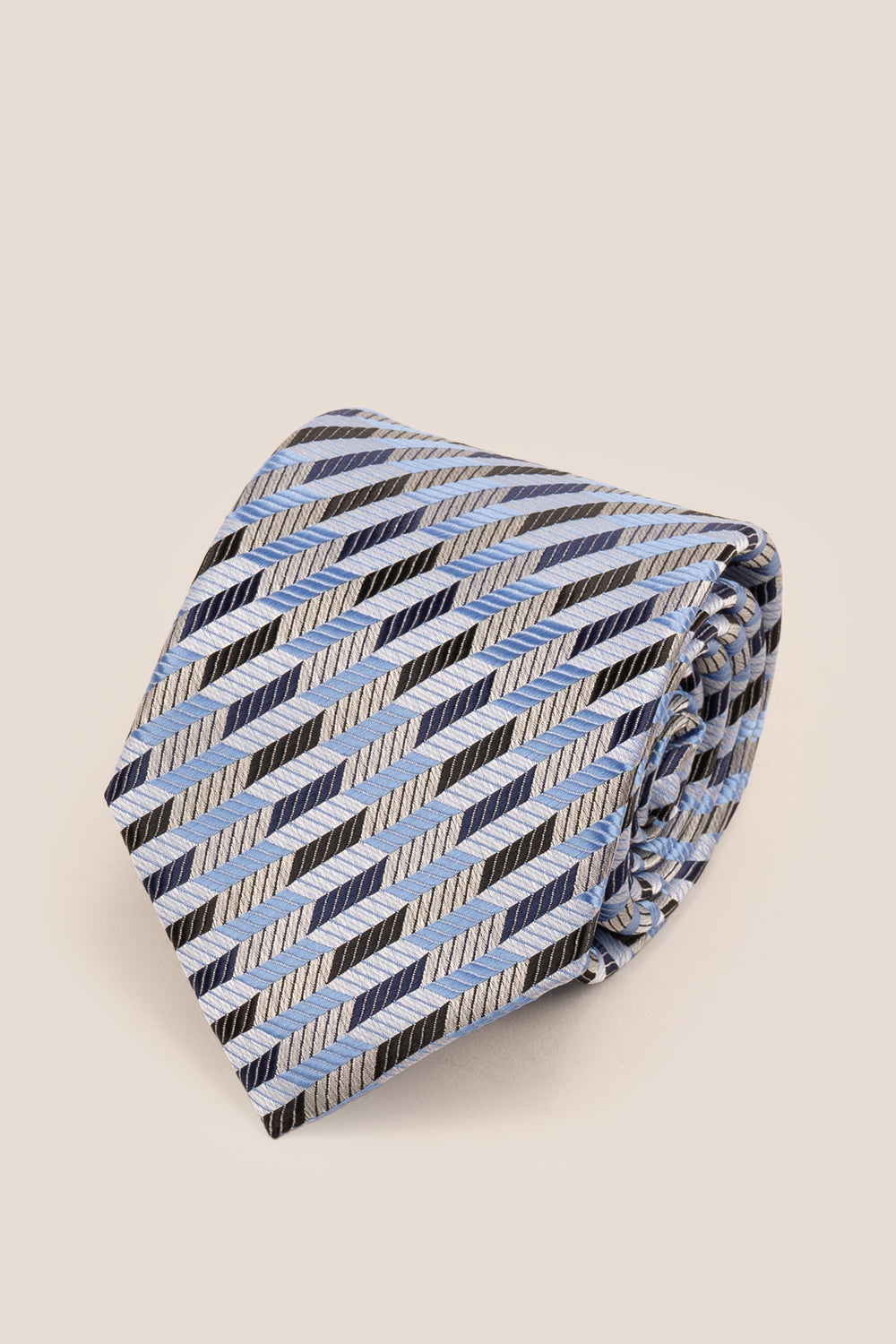 Geometric Stripe Blue tie with luxurious design, perfect for weddings, office wear, and casual occasions.