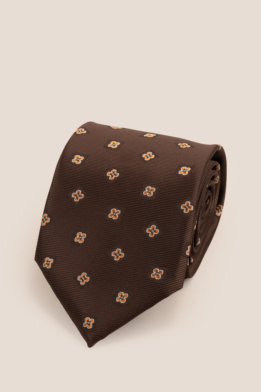Motif Brown tie with bold design, ideal for weddings, office events, and formal occasions.