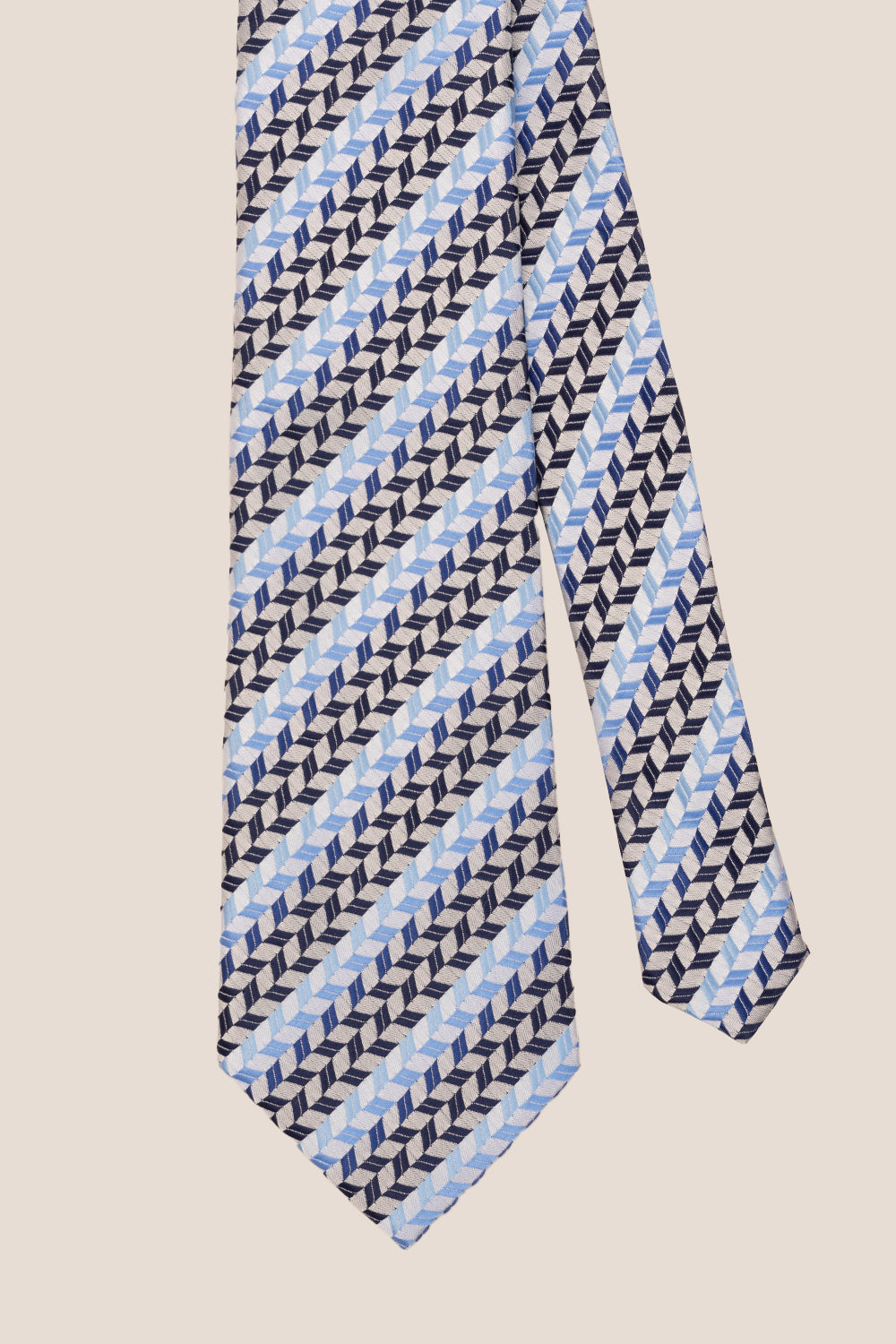 Geometric Stripes Blue Navy Black tie with intricate design, perfect for weddings, formal events, and casual wear.