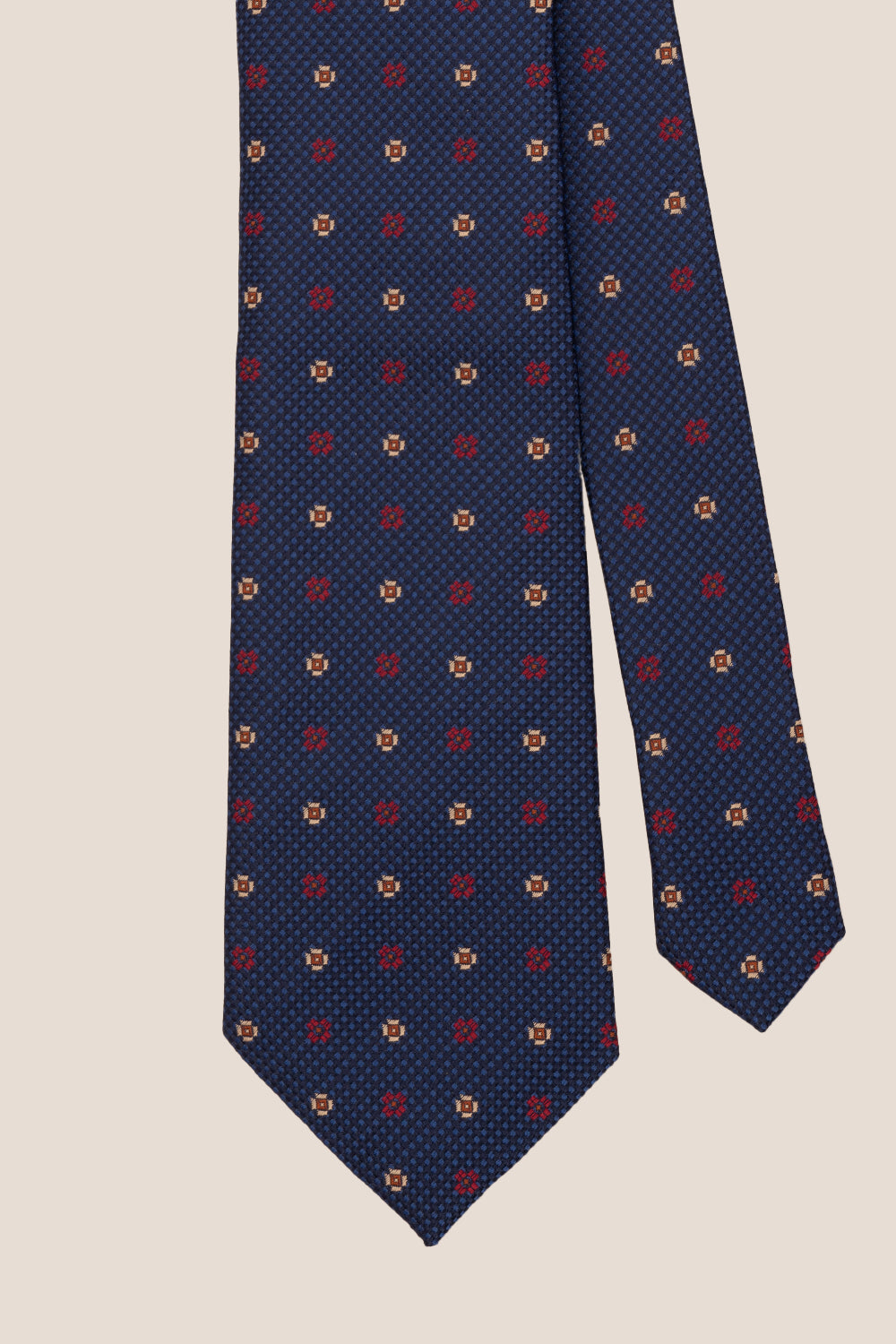 Chequered Floral Navy tie with printed design, ideal for weddings, office events, and formal occasions.