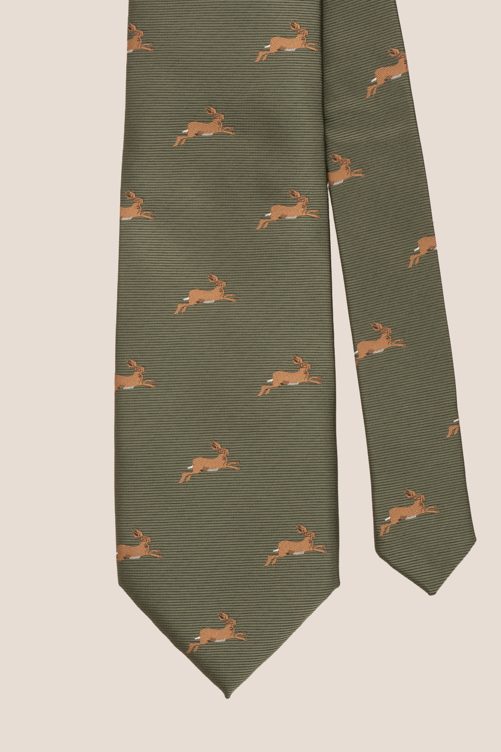 Buck Green tie with rabbit print, perfect for weddings, office events, and formal occasions.