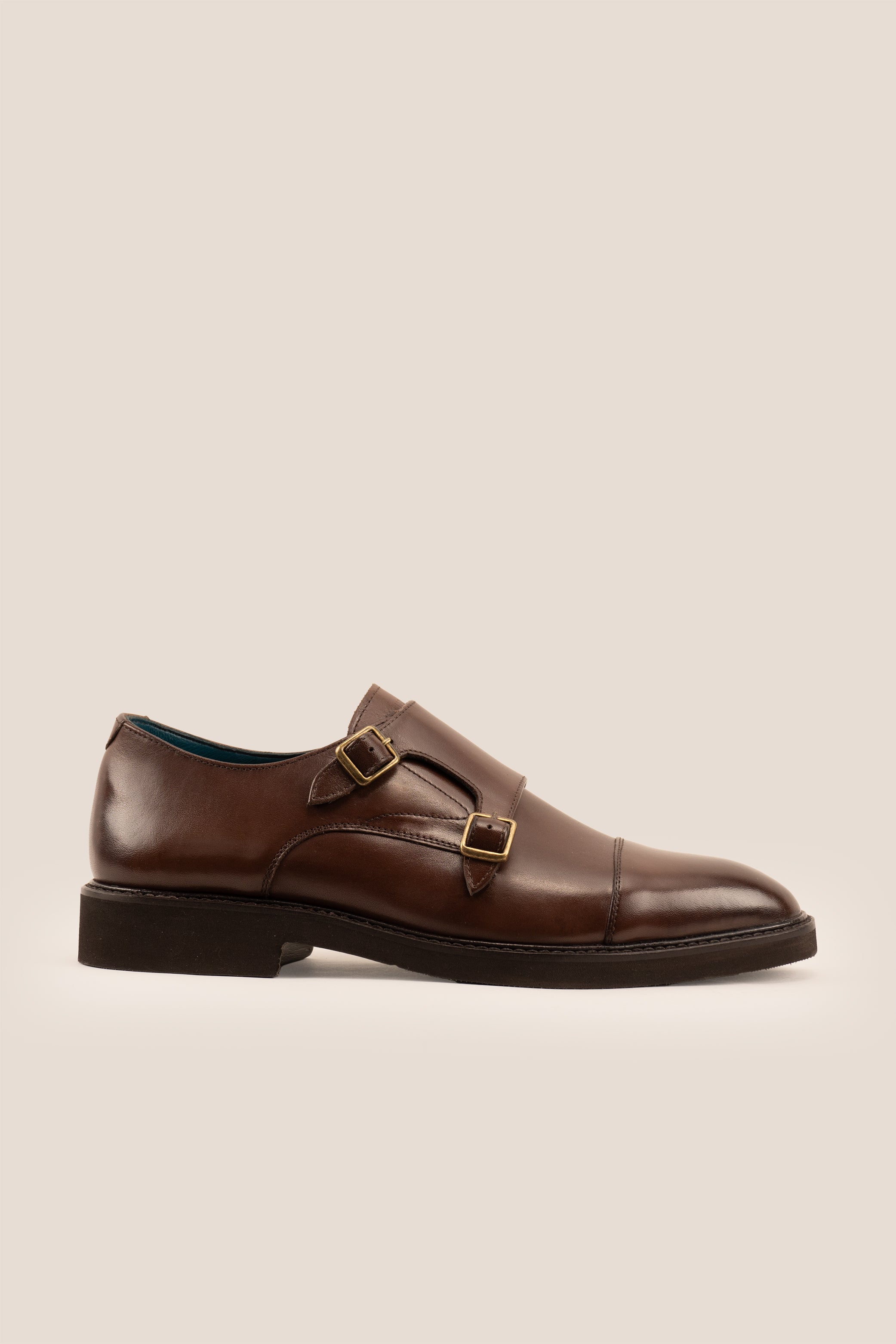 Garson brown monk strap leather shoes for men, featuring polished finish and single buckle design, ideal for formal events and everyday elegance.