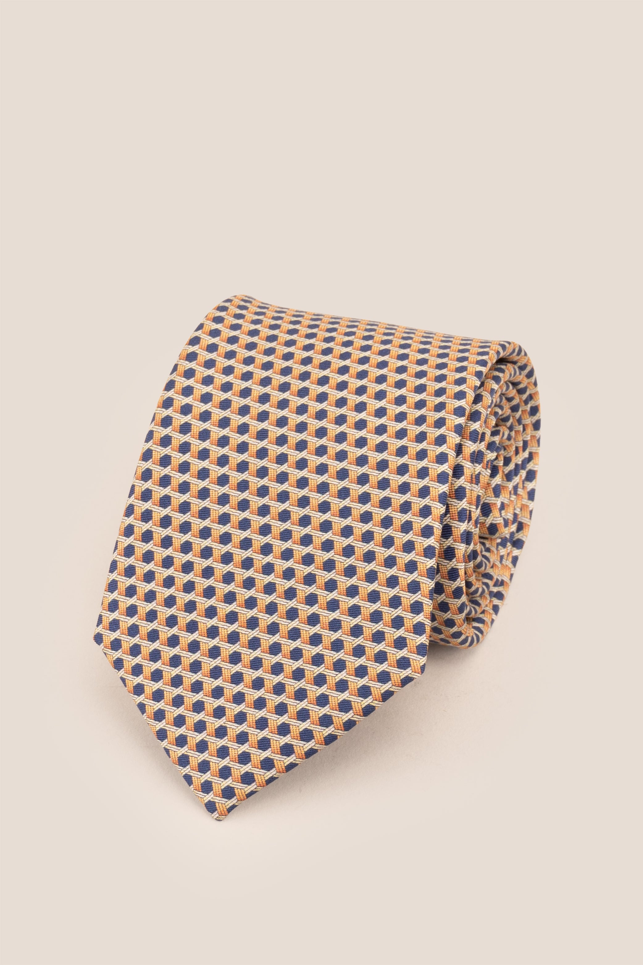 Blue Weave Print Silk Tie with high-quality silk and geometric design, ideal for formal events and special occasions.