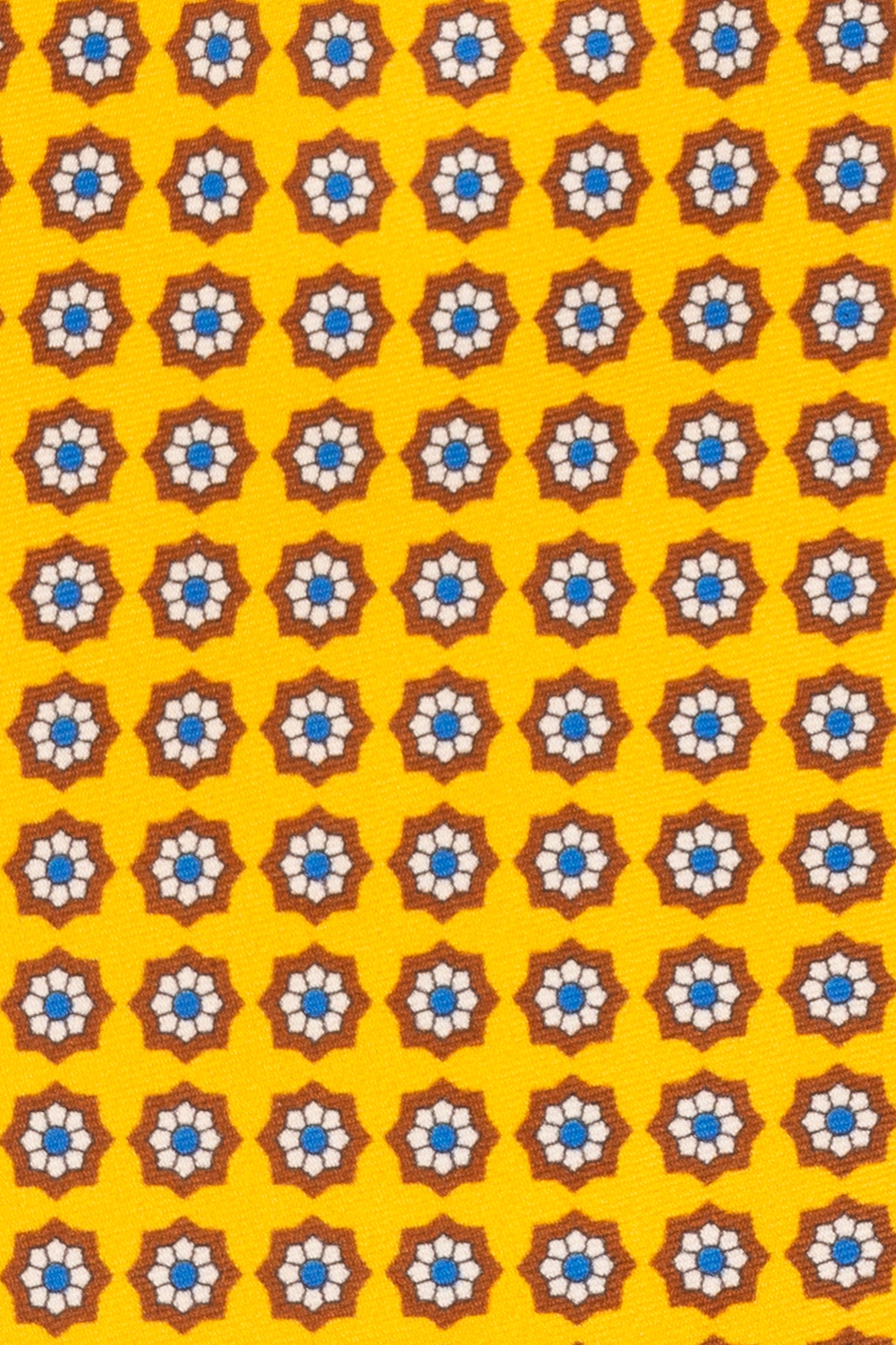 Yellow Floral Print Silk Tie with elegant design, adding sophistication and luxury to formal occasions.