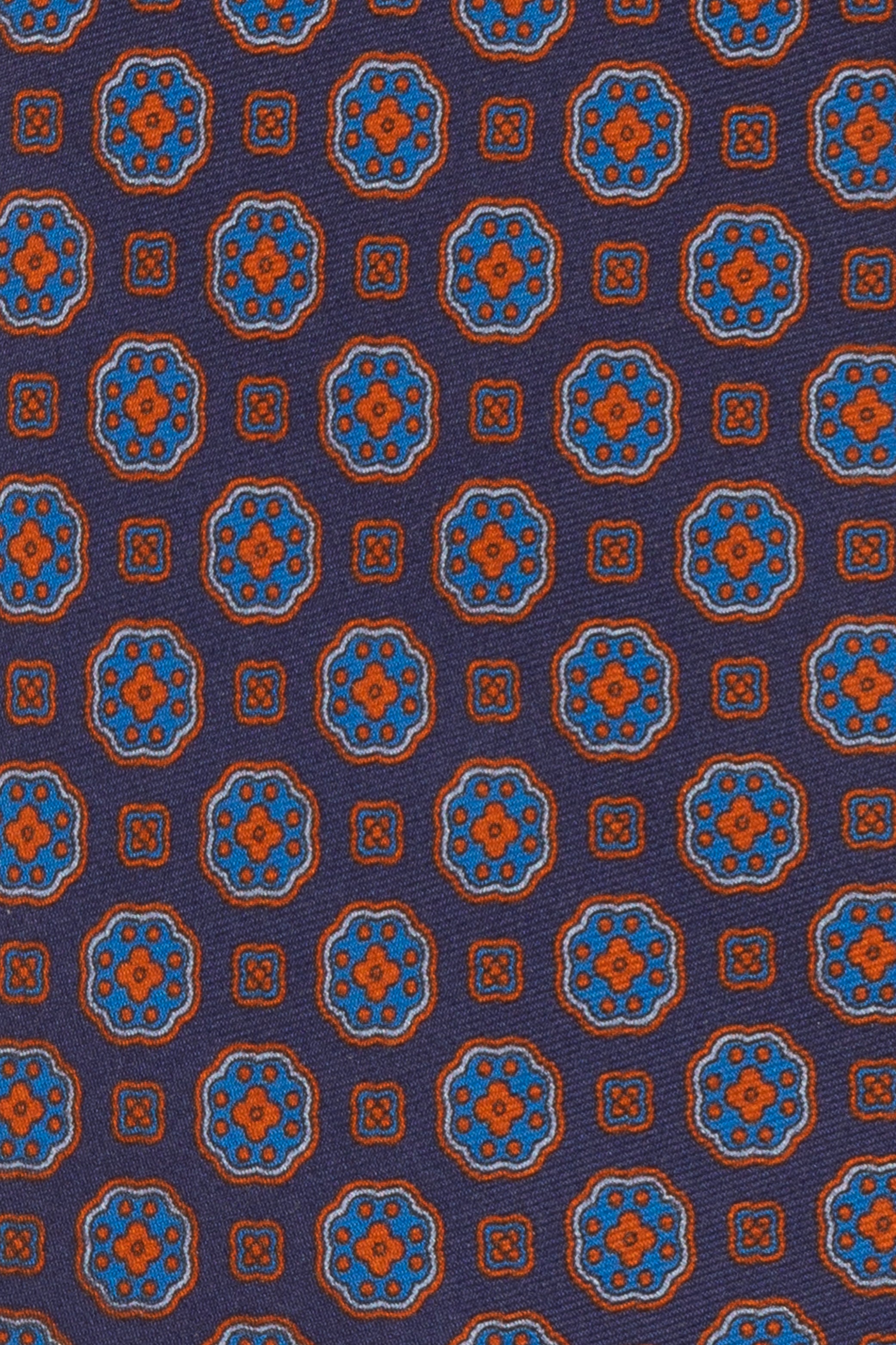 Vintage Navy Block Print Silk Tie with premium silk and stylish design, perfect for weddings and formal events.