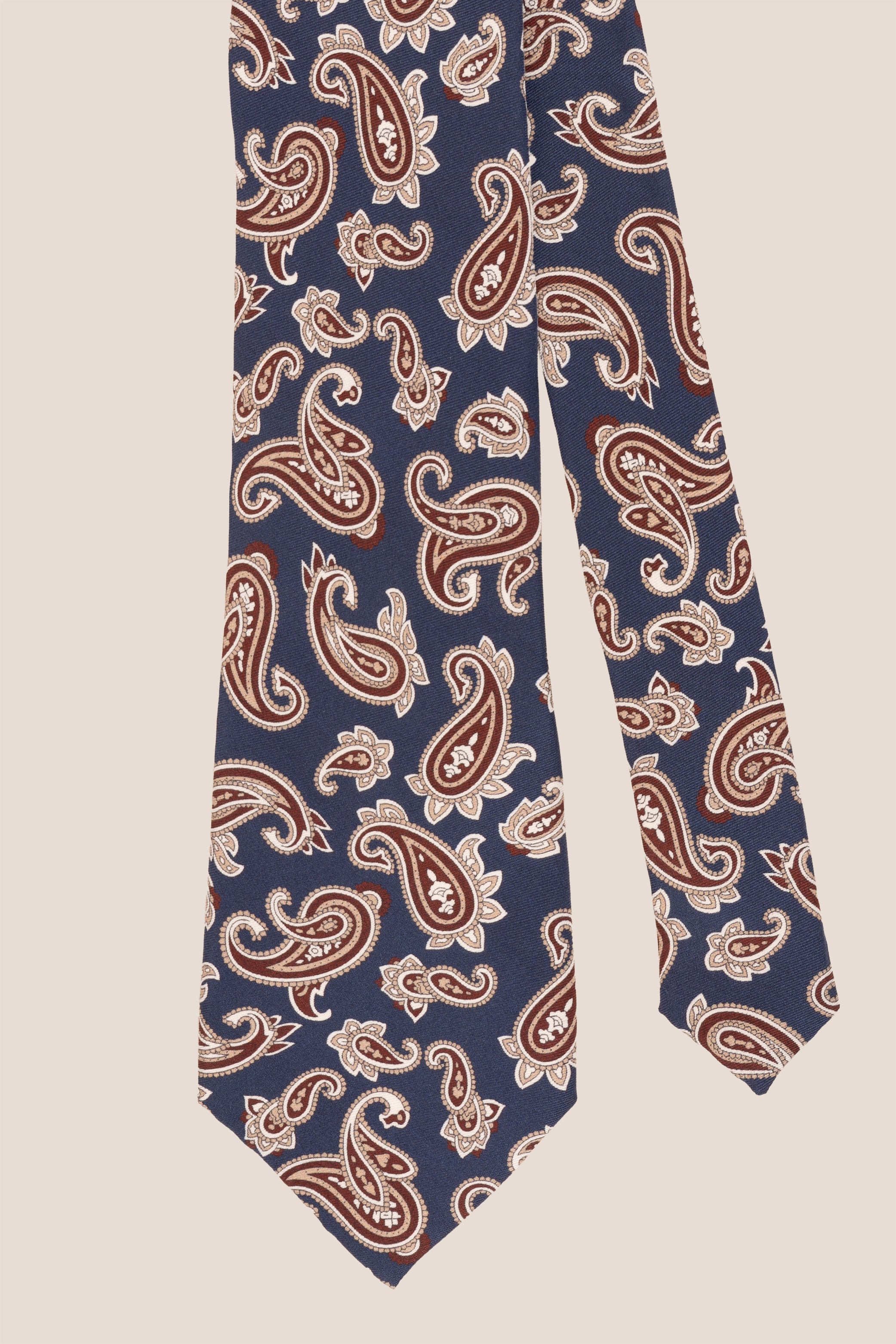 Navy Paisley Silk Tie with paisley design, offering luxury and elegance for special occasions.