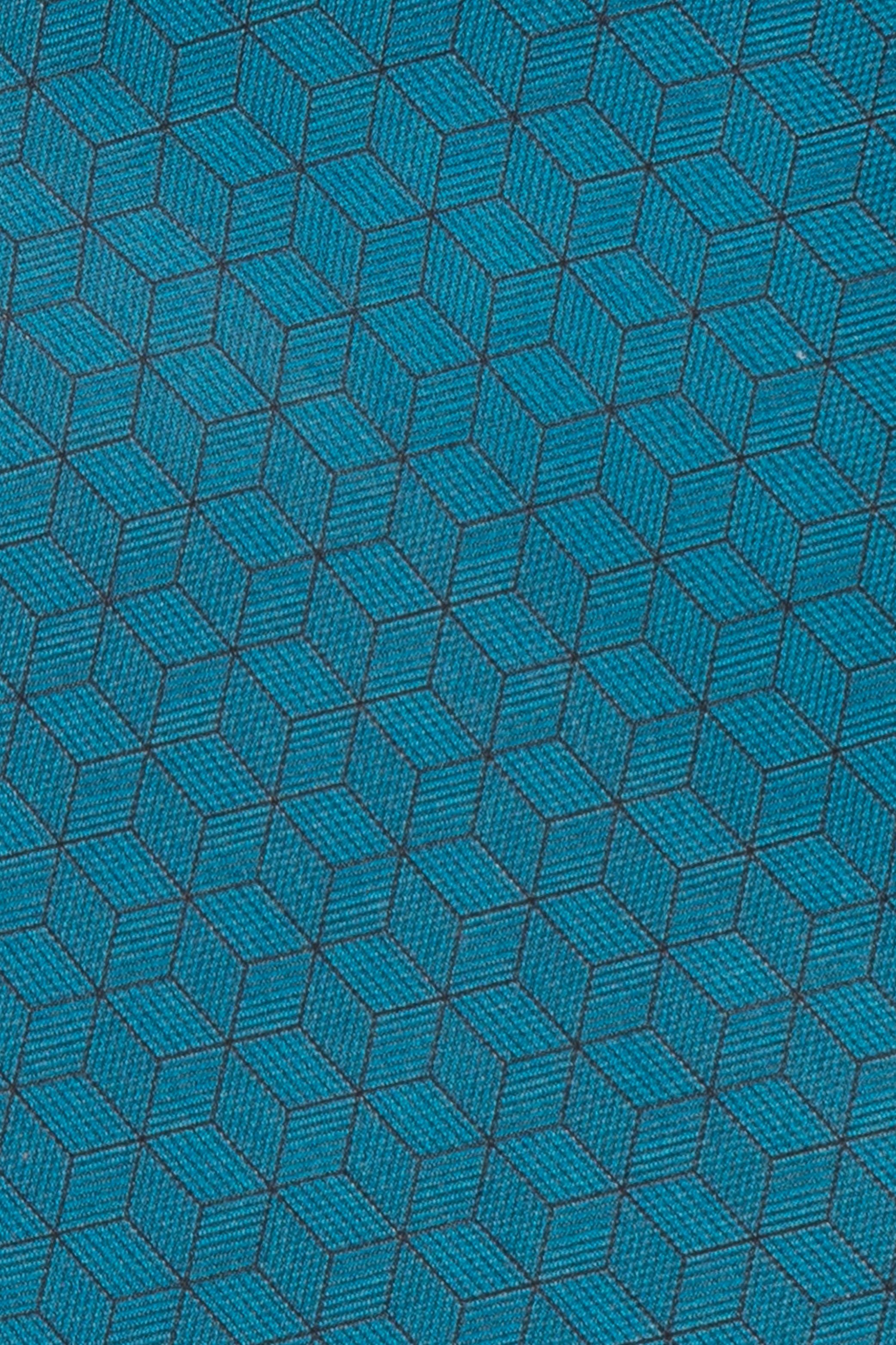 Blue Pattern Print Silk Tie with geometric design, offering luxury and sophistication for upscale events.