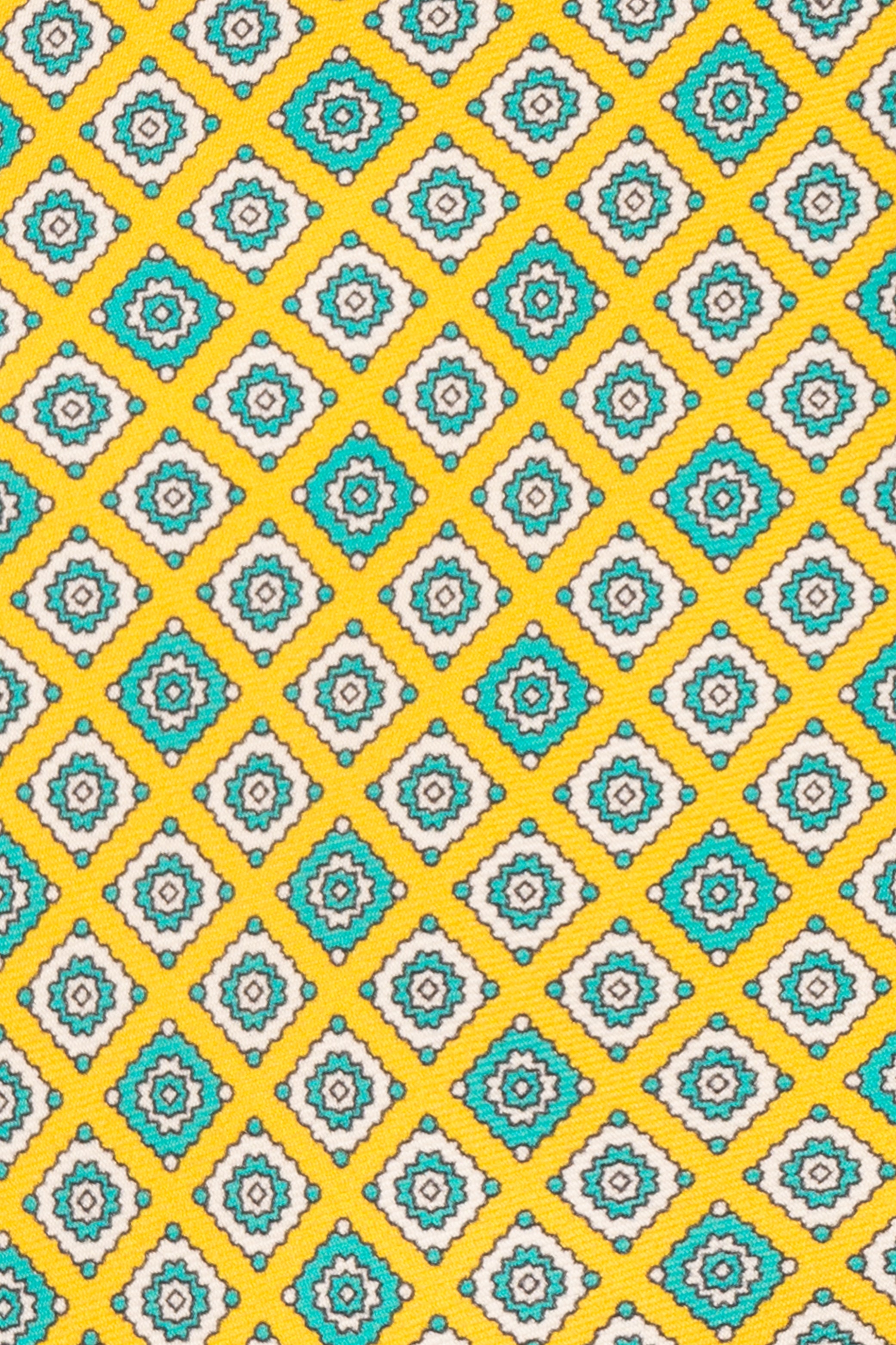 Yellow Motif Print Silk Tie - Oswin Hyde