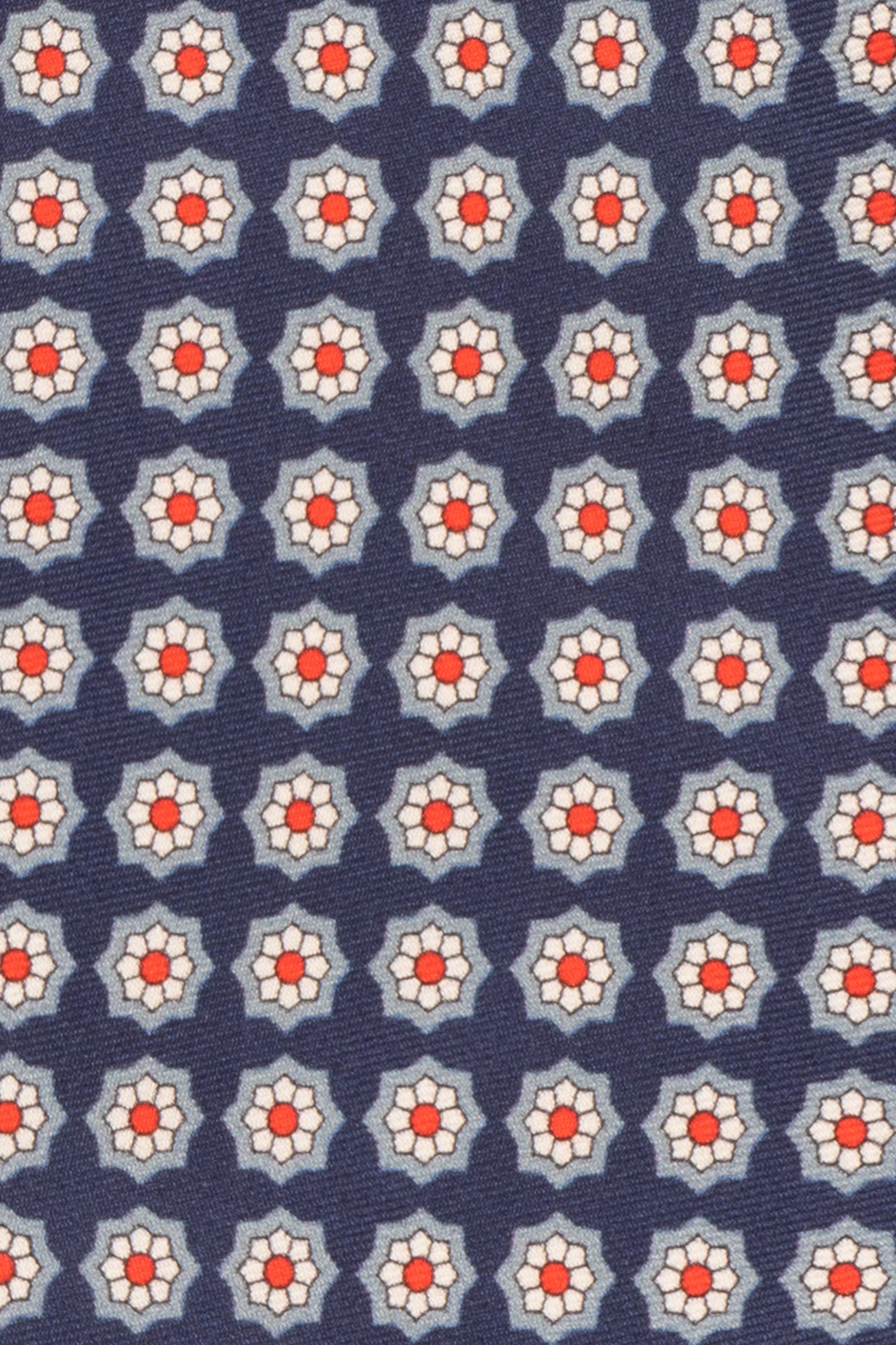 Navy Floral Print Silk Tie with elegant design, offering luxury and sophistication for formal occasions.