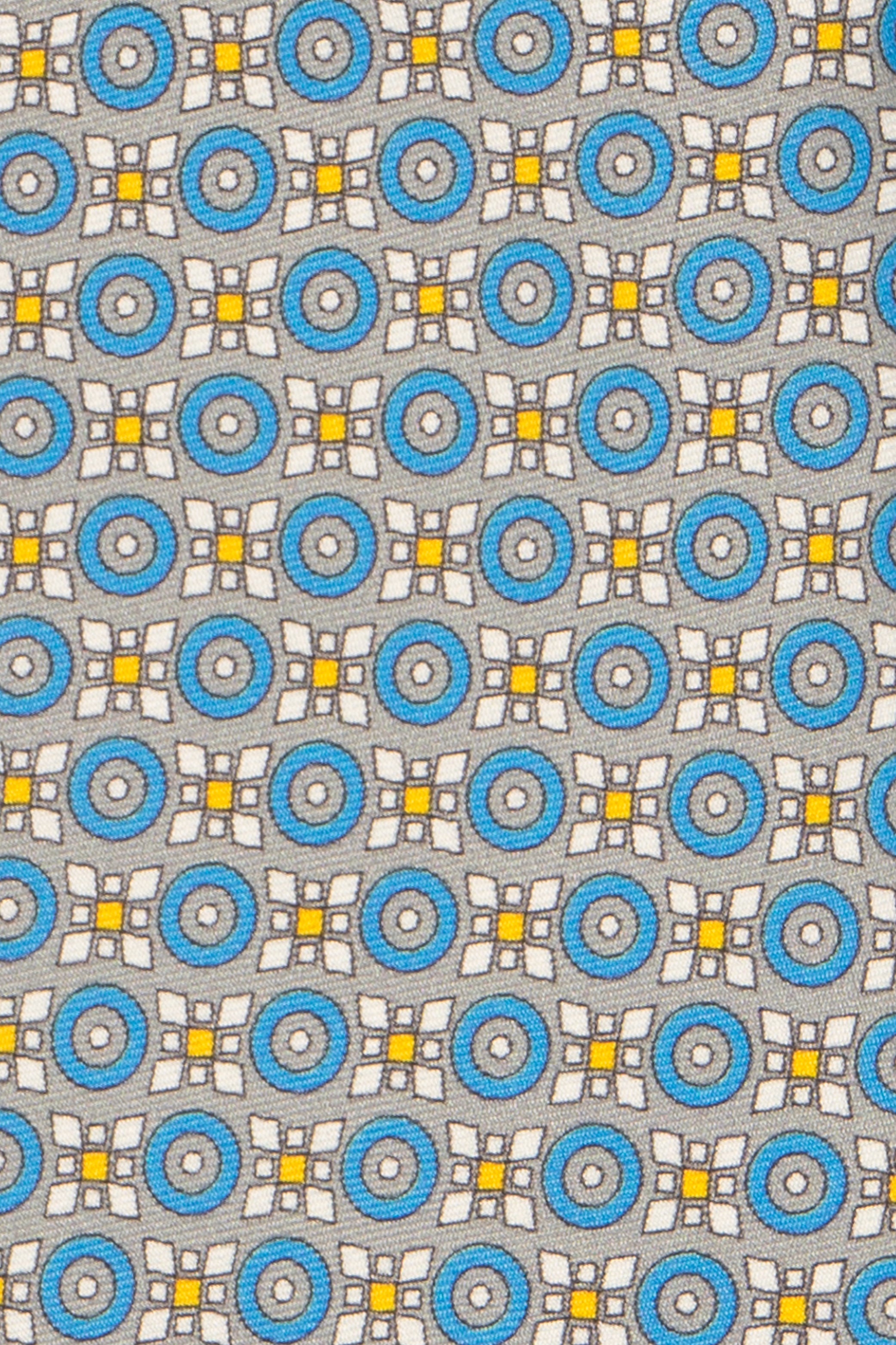 Blue Yellow Geometric Print Silk Tie with luxurious silk and striking design, perfect for formal occasions.