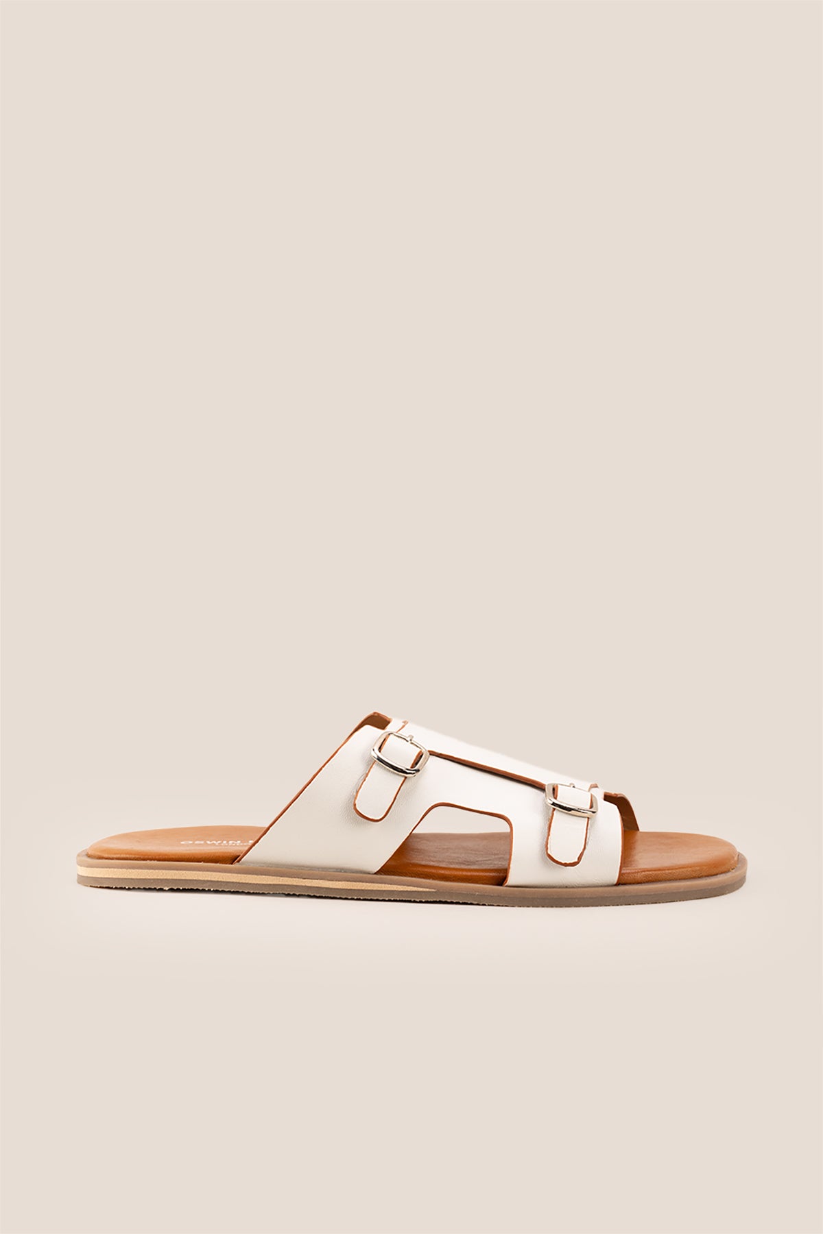 Men’s Logan White Leather Sandals in premium white leather, offering modern style and comfortable wear for any occasion.