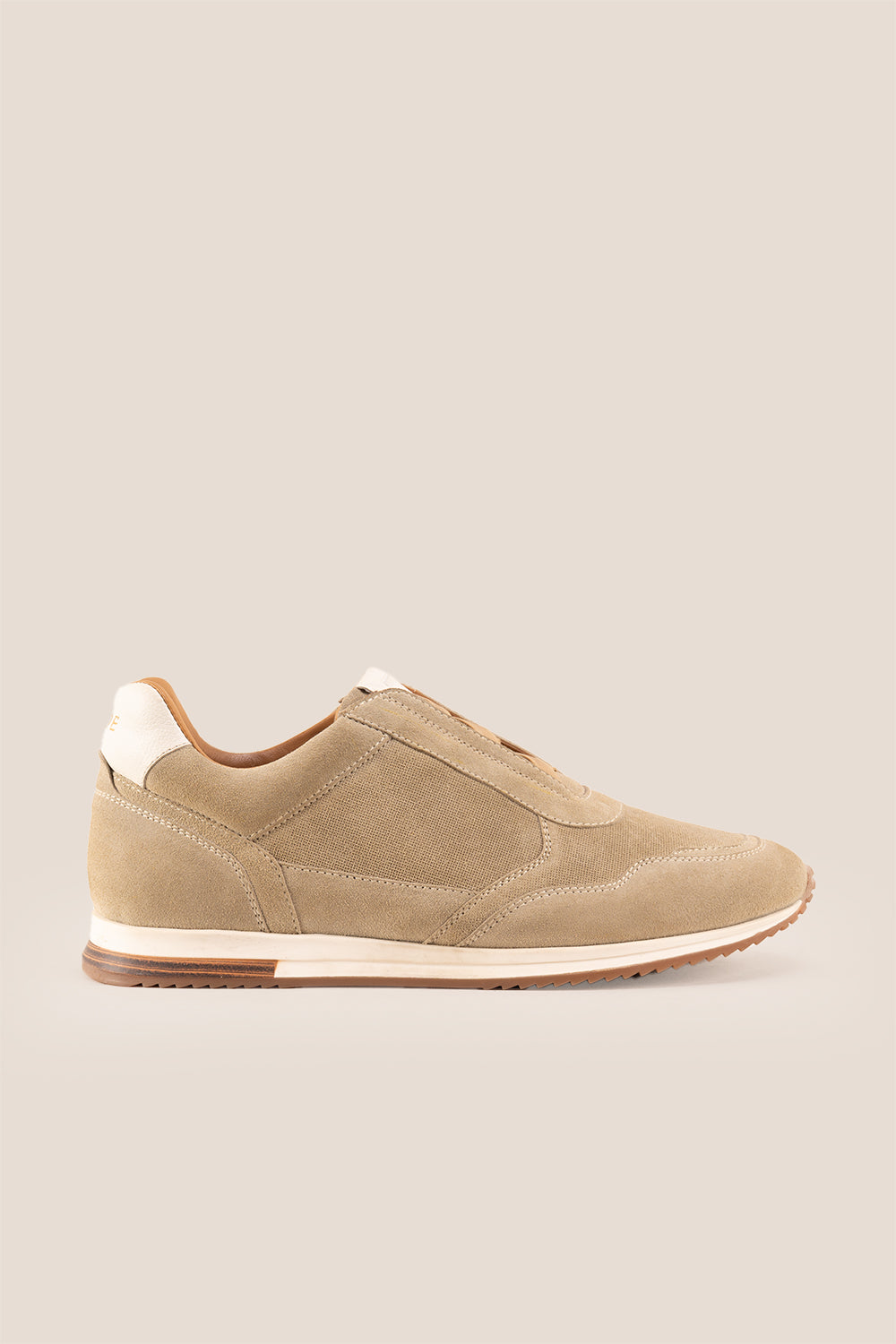Colt sand suede men’s sneakers with elastic sides, premium leather finish, and casual lightweight sole for everyday wear.