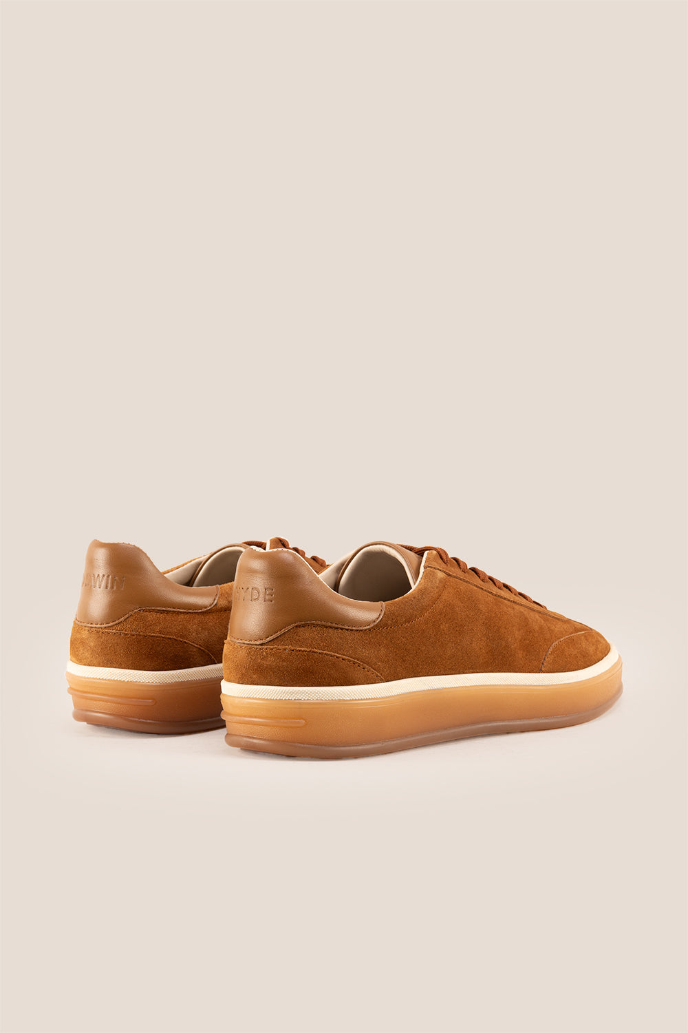 Smith tan suede men's sneakers with sleek seven-eyelet design, crafted from premium suede for modern style, comfort, and durability