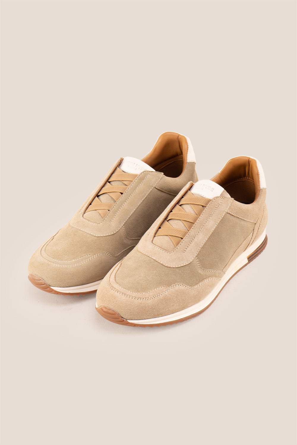 Colt sand suede men’s sneakers with elastic sides, premium leather finish, and casual lightweight sole for everyday wear.