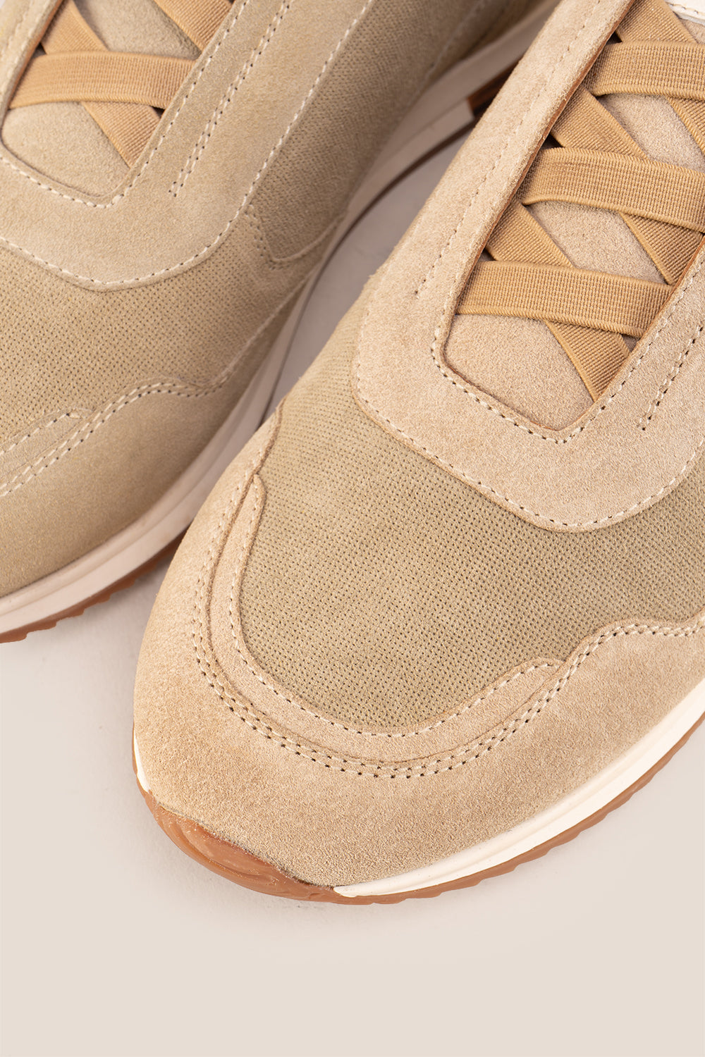 Colt sand suede men’s sneakers with elastic sides, premium leather finish, and casual lightweight sole for everyday wear.