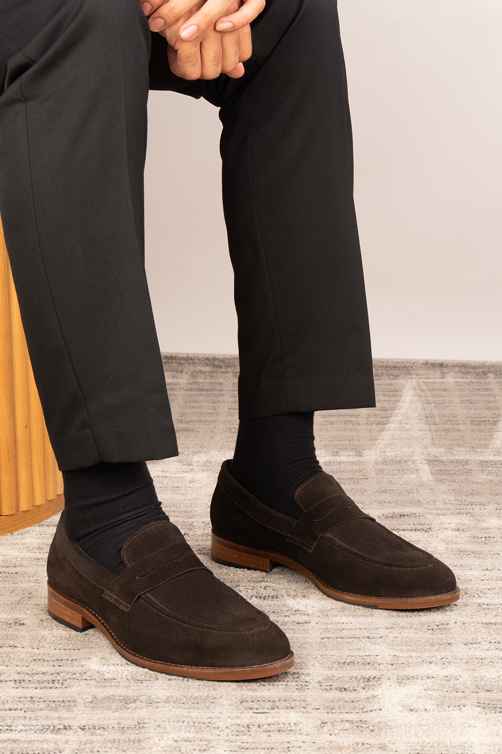 Wyatt brown suede loafers for men in premium crust leather, combining soft luxury with timeless loafer design—ideal for elegant, everyday wear.