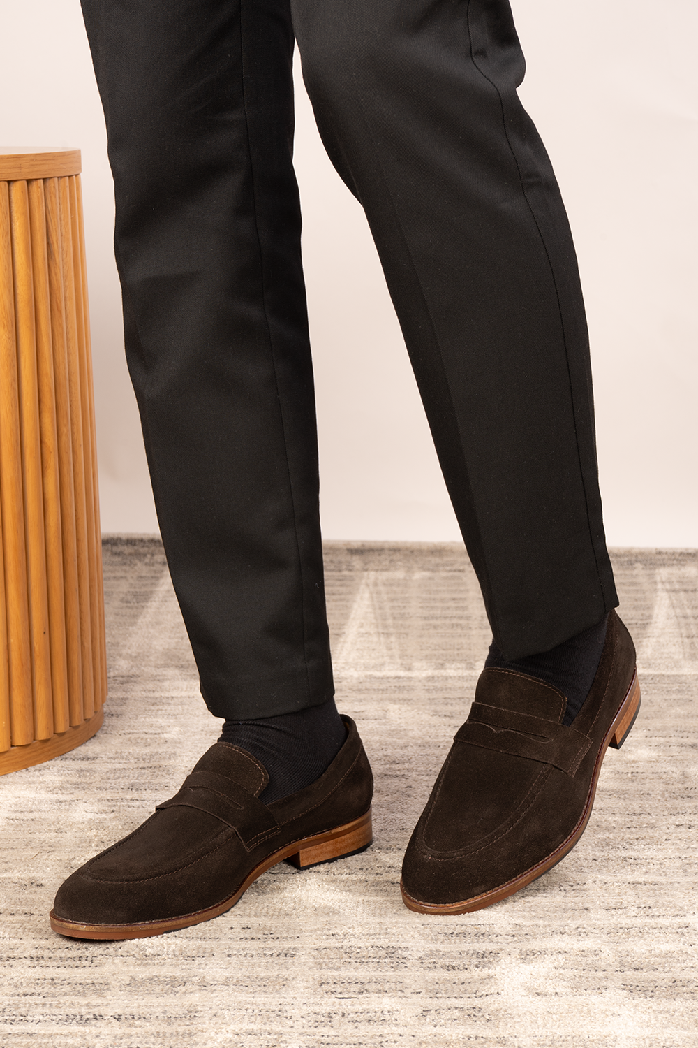 Wyatt brown suede loafers for men in premium crust leather, combining soft luxury with timeless loafer design—ideal for elegant, everyday wear.