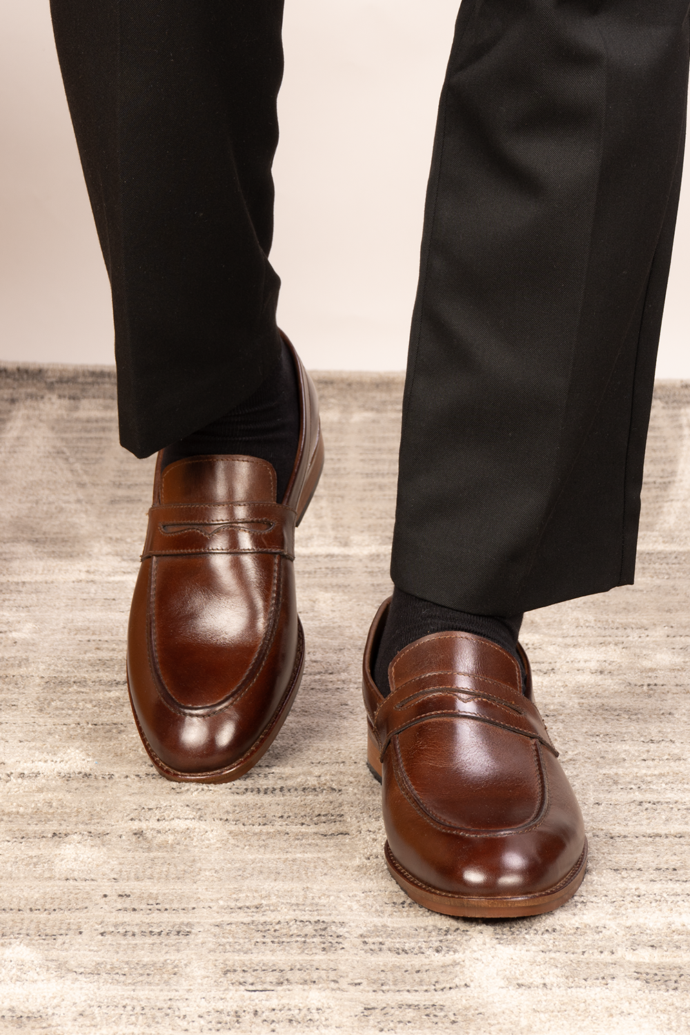 Wyatt brown leather loafers for men crafted from crust leather, perfect for casual and semi-formal wear with a timeless, classic silhouette.