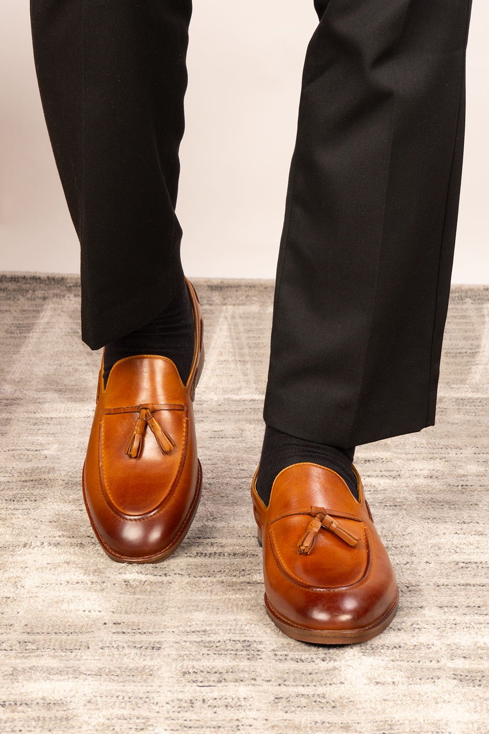 Issac Tan leather tassel loafers for men, featuring premium leather and comfort sole for all-day wear, ideal for smart-casual and formal occasions.