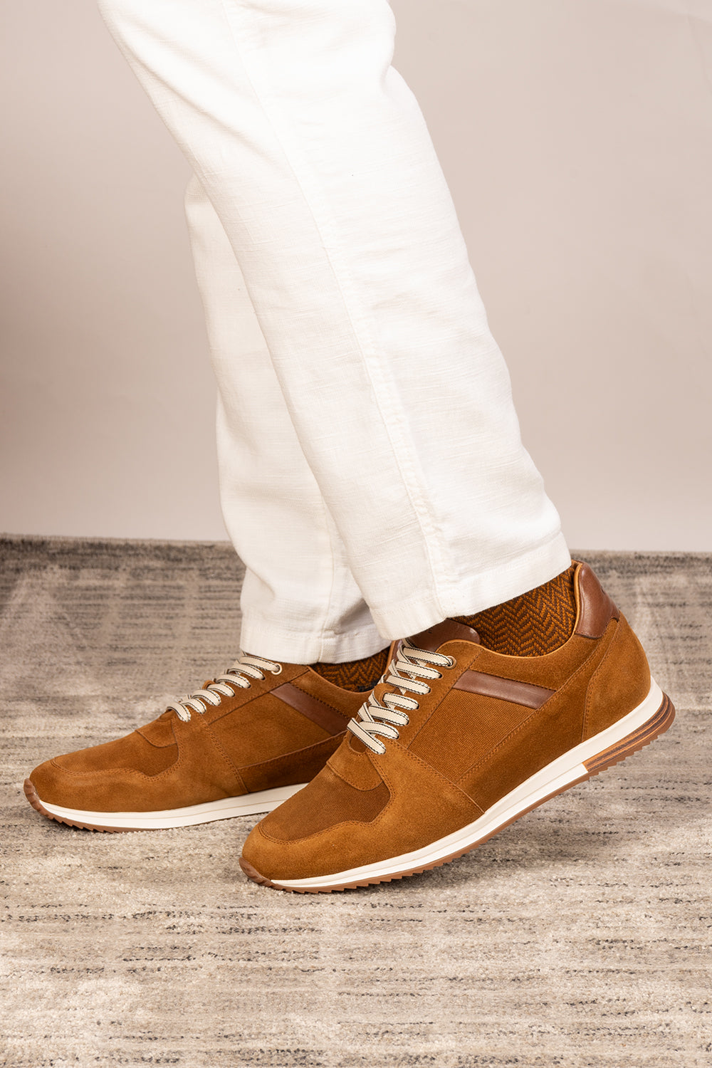 Rory sand suede leather sneakers for men, showcasing premium craftsmanship and durable construction for stylish everyday wear