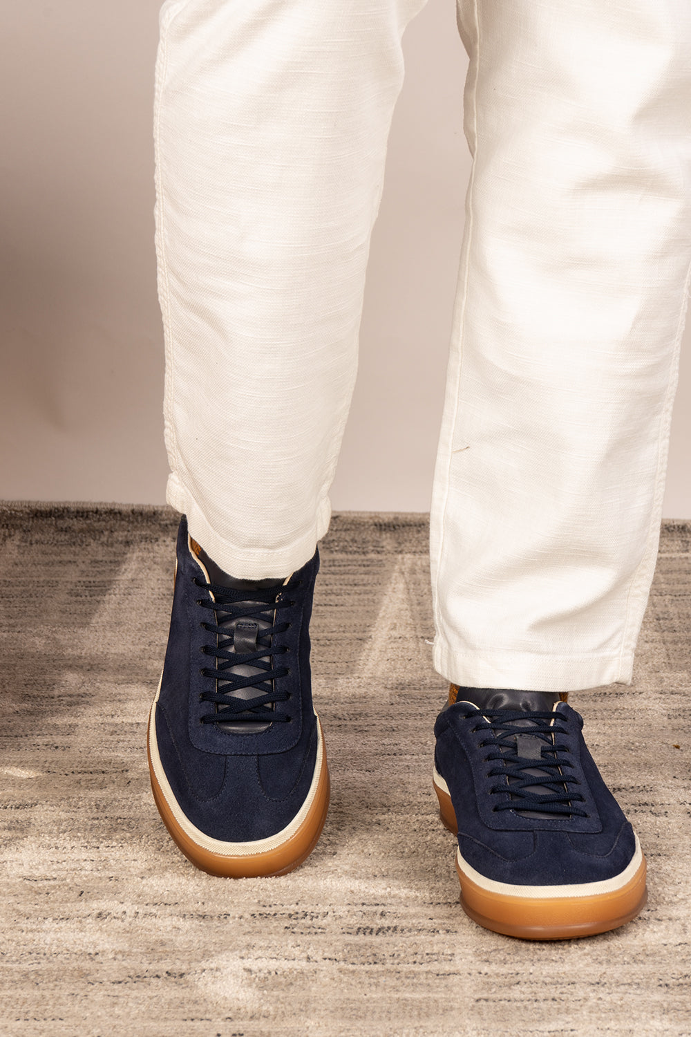 Smith navy suede men's sneakers with a sleek seven-eyelet design, crafted from premium suede for modern style, comfort, and durability
