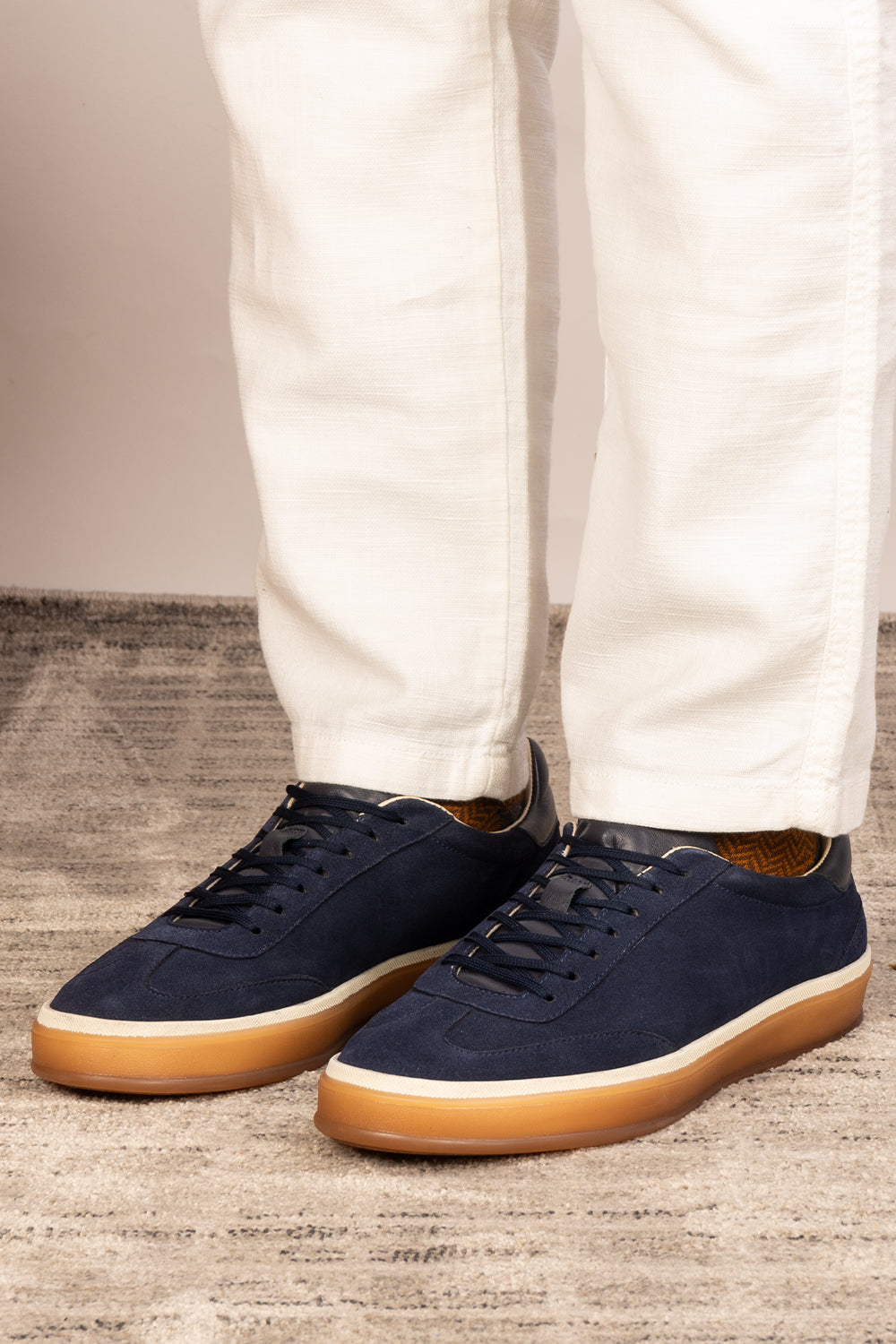 Smith navy suede men's sneakers with a sleek seven-eyelet design, crafted from premium suede for modern style, comfort, and durability