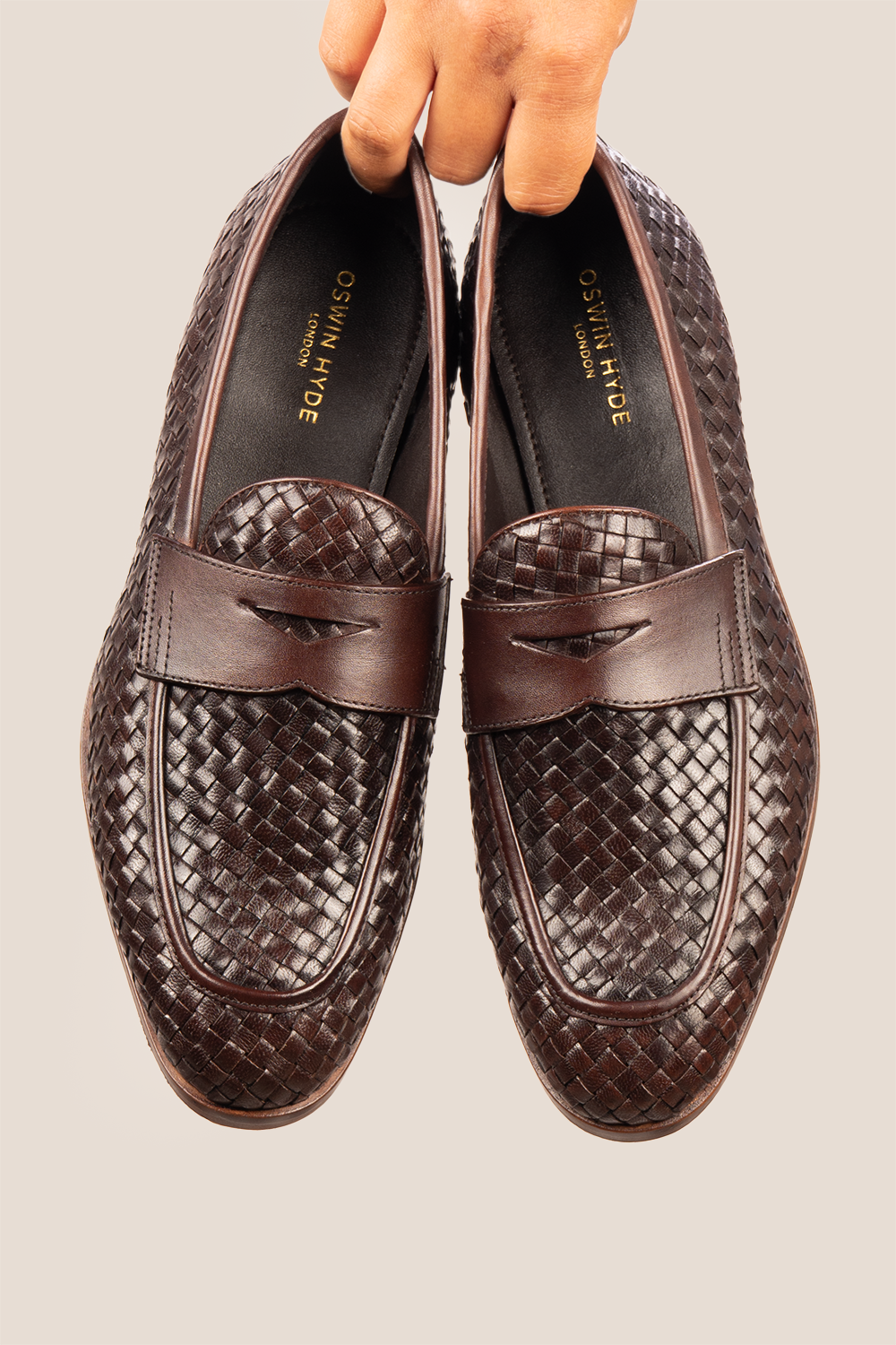 Santiago Brown woven leather loafers for men featuring premium craftsmanship, unique textured design, and comfortable fit for versatile wear.