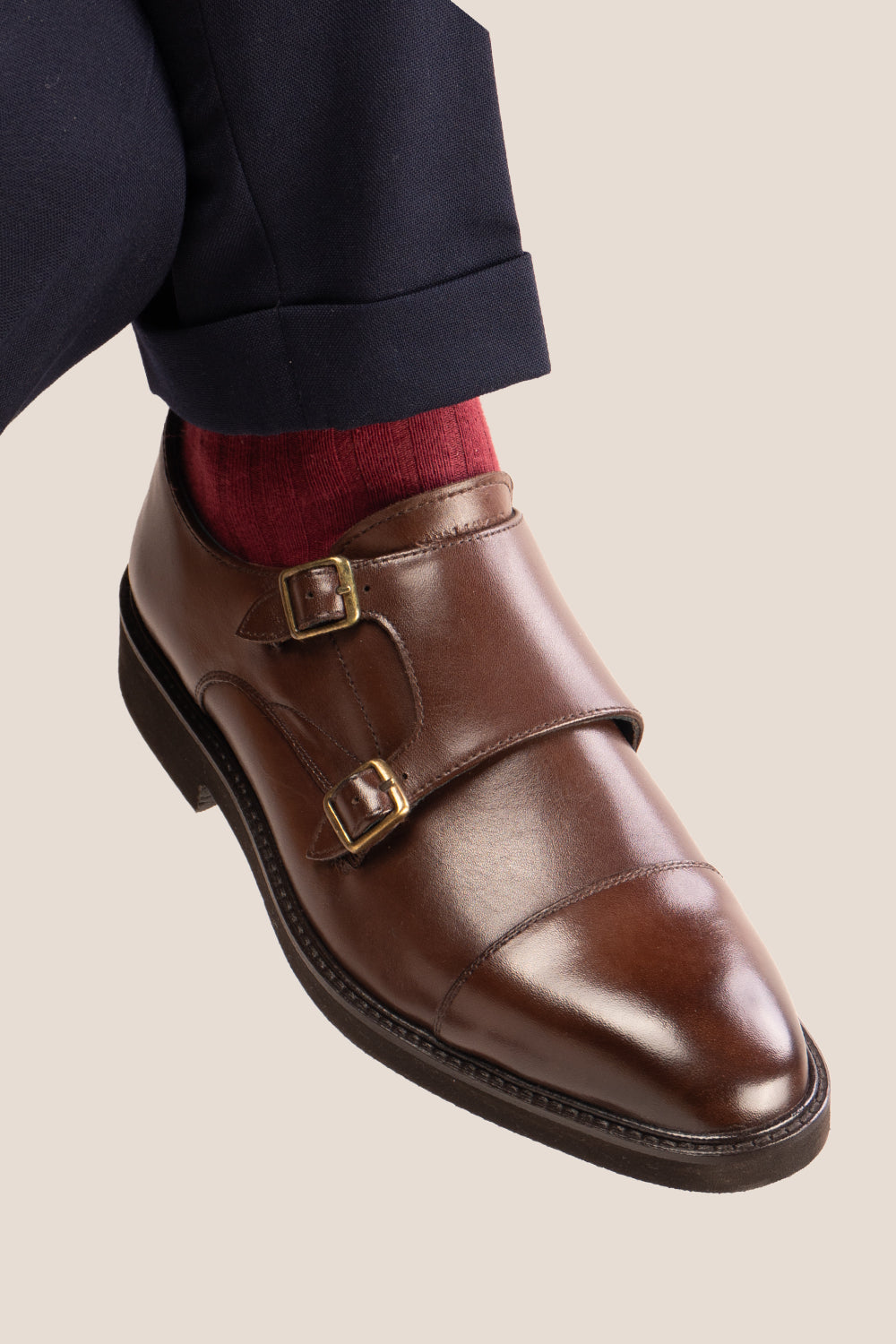 Garson brown monk strap leather shoes for men, featuring polished finish and single buckle design, ideal for formal events and everyday elegance.