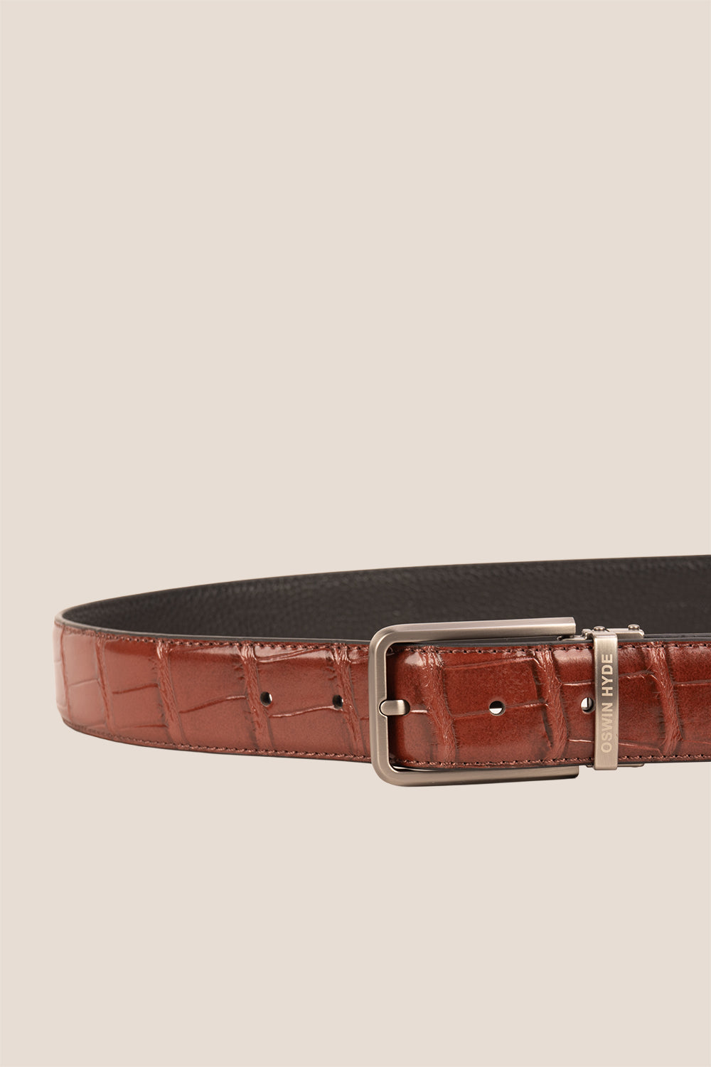 Reggie Brown croc effect leather belt for men
