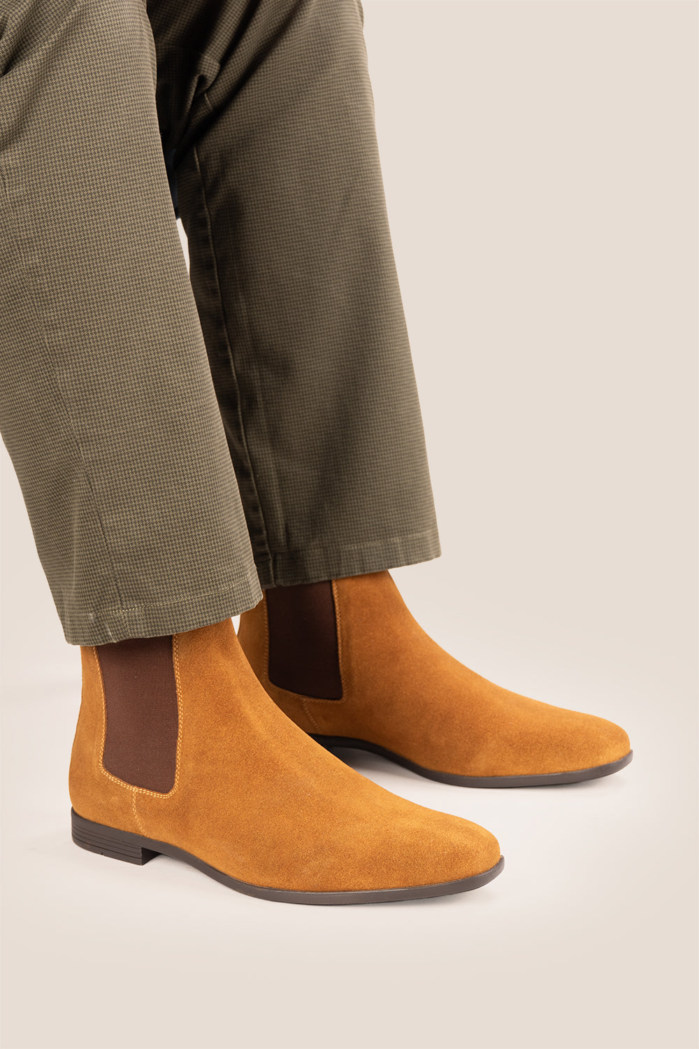 Darwin Tan Suede Chelsea boots for men featuring premium suede, sleek silhouette, and versatile style for casual and semi-formal wear