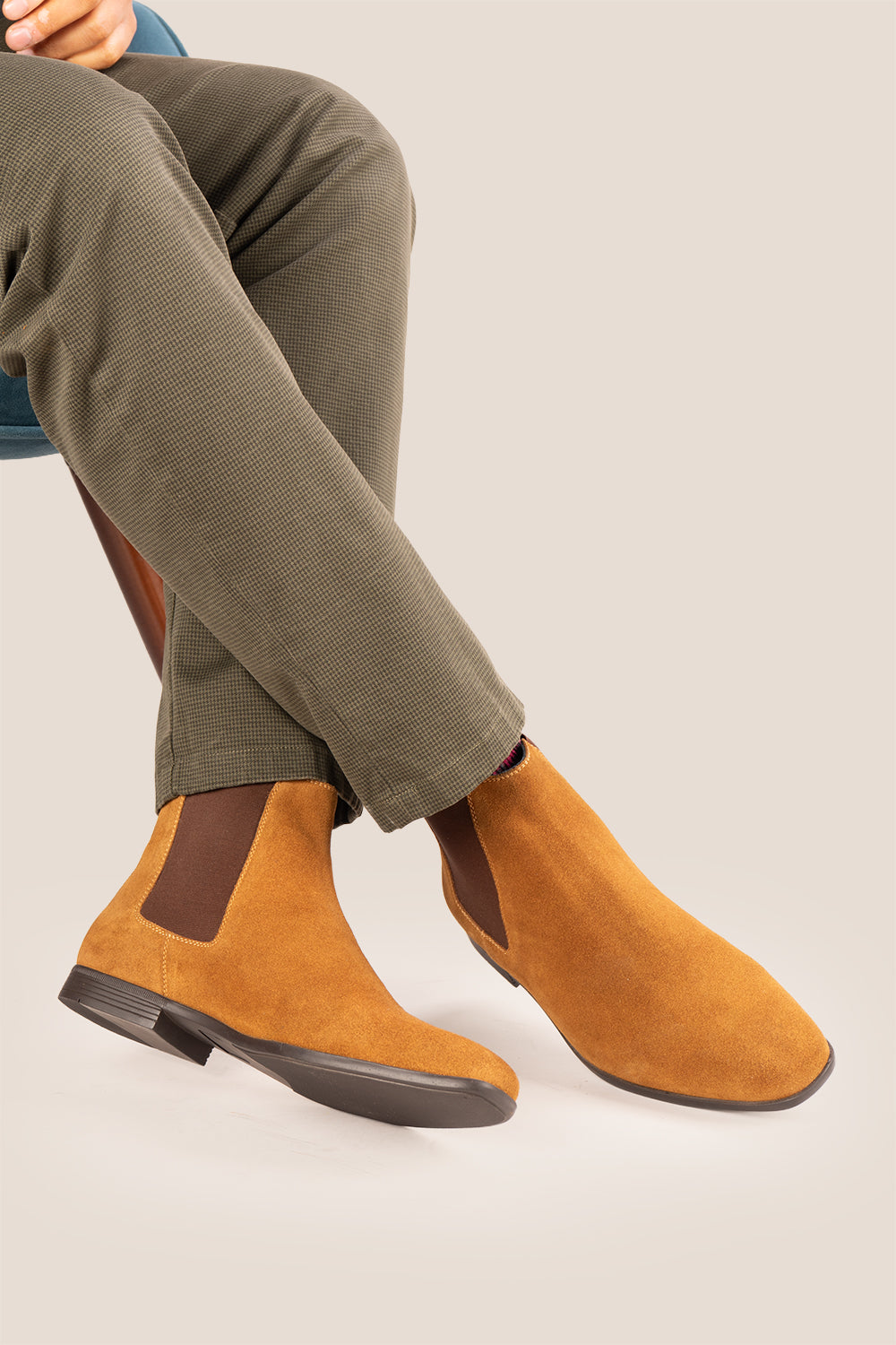 Darwin Tan Suede Chelsea boots for men featuring premium suede, sleek silhouette, and versatile style for casual and semi-formal wear