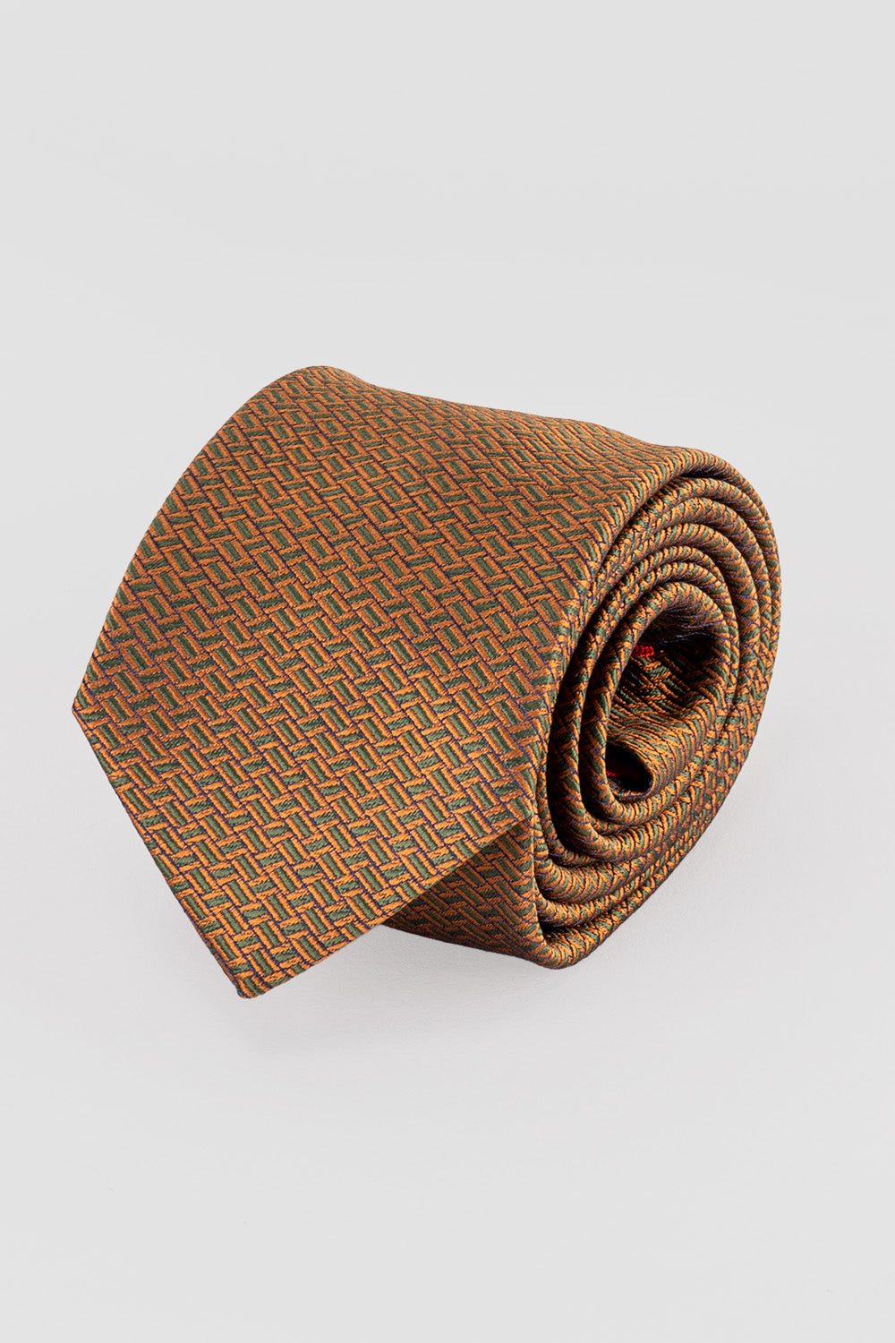 Gabe Copper/Green tie with geometric pattern, perfect for weddings and special occasions.