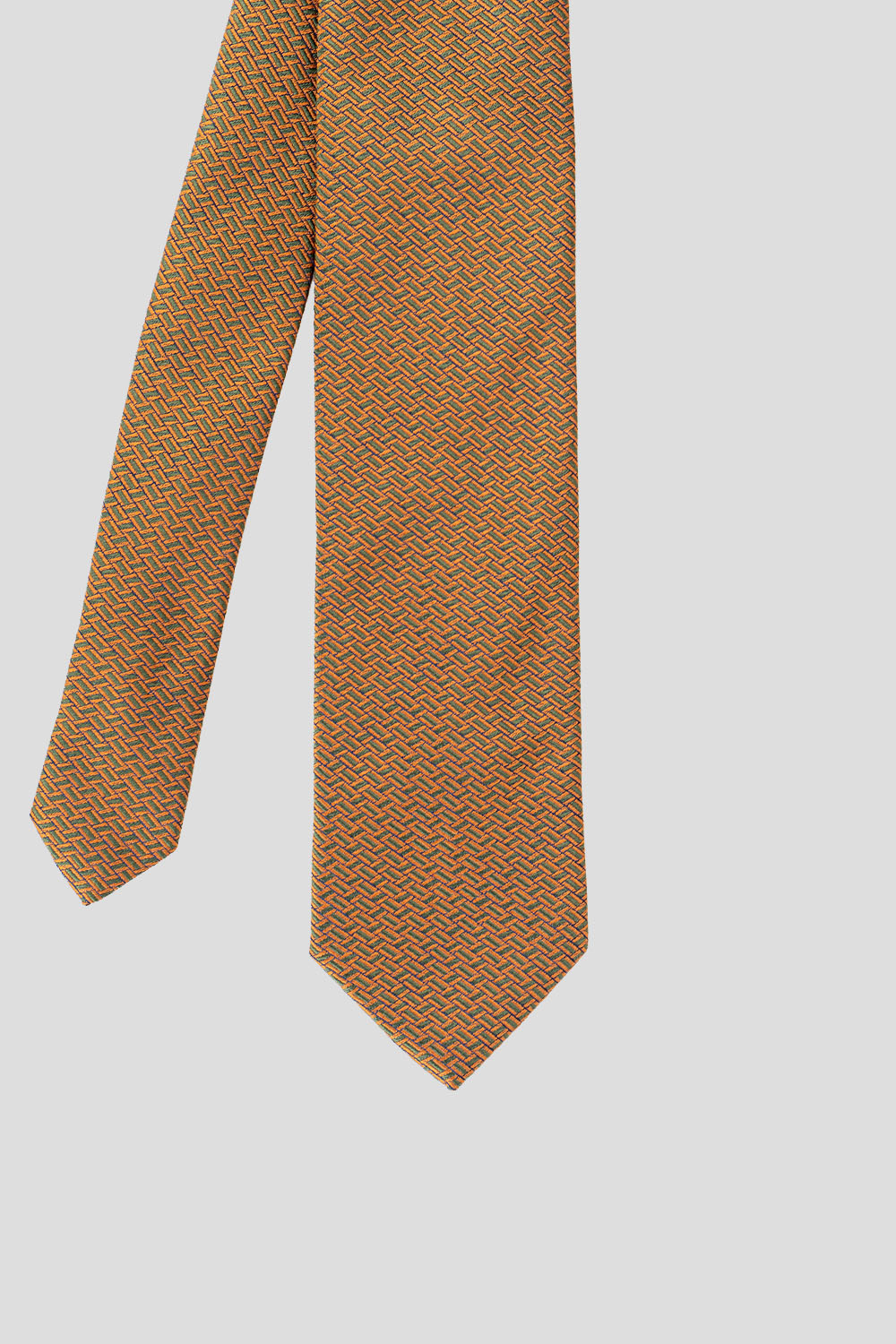 Gabe Copper/Green tie with geometric pattern, perfect for weddings and special occasions.