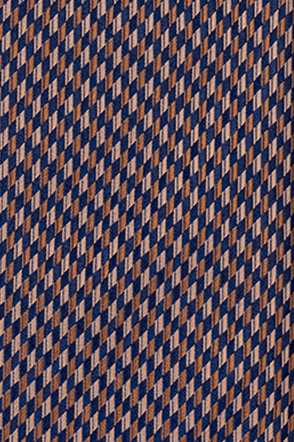 Luke Bronze/Navy tie with geometric pattern, perfect for weddings and special occasions.