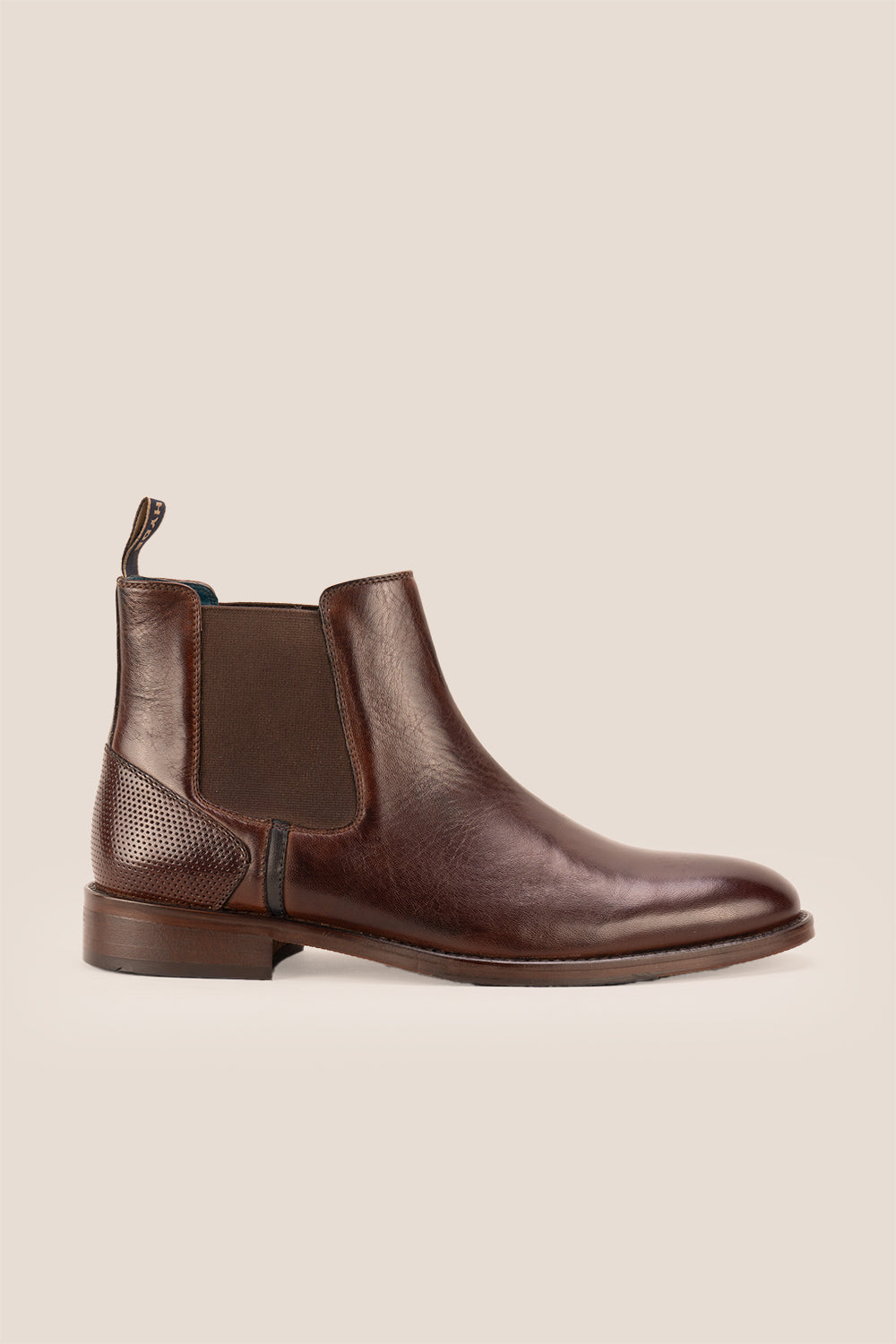 Jack Brown leather Chelsea boots for men, featuring a handmade sole that delivers enhanced durability and comfort