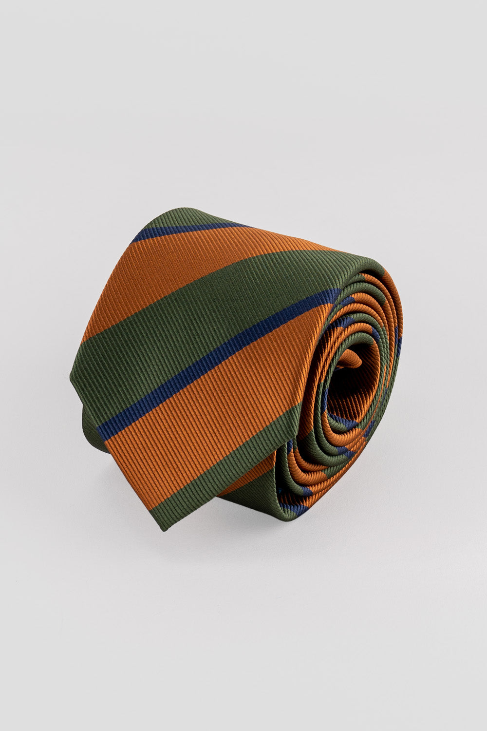 Otis Copper/Green tie with vintage stripe design, ideal for weddings, parties, and formal occasions.