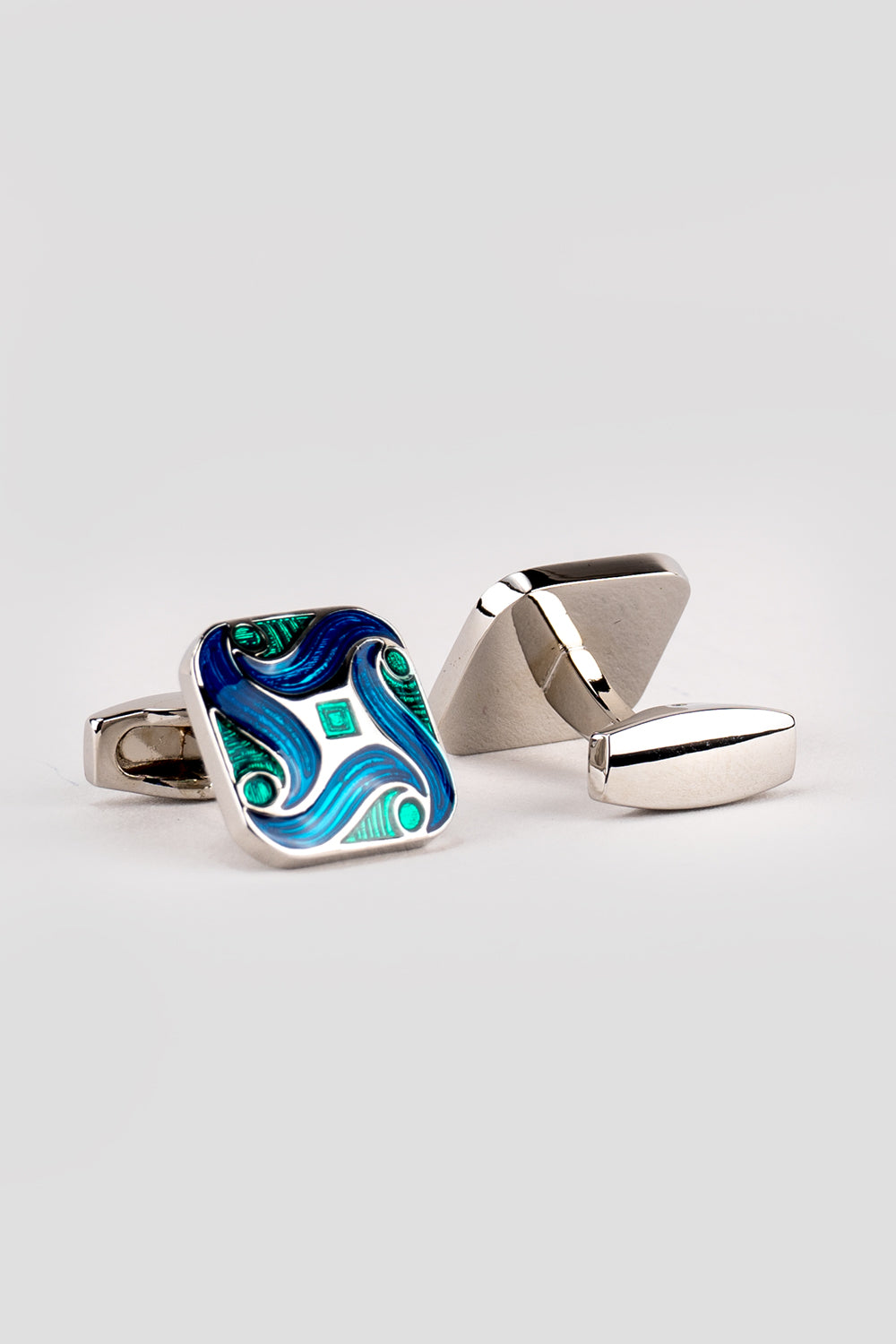 Eric Turquoise Men’s Cufflinks with bold enamel finish and polished detailing, ideal for weddings and formal attire.