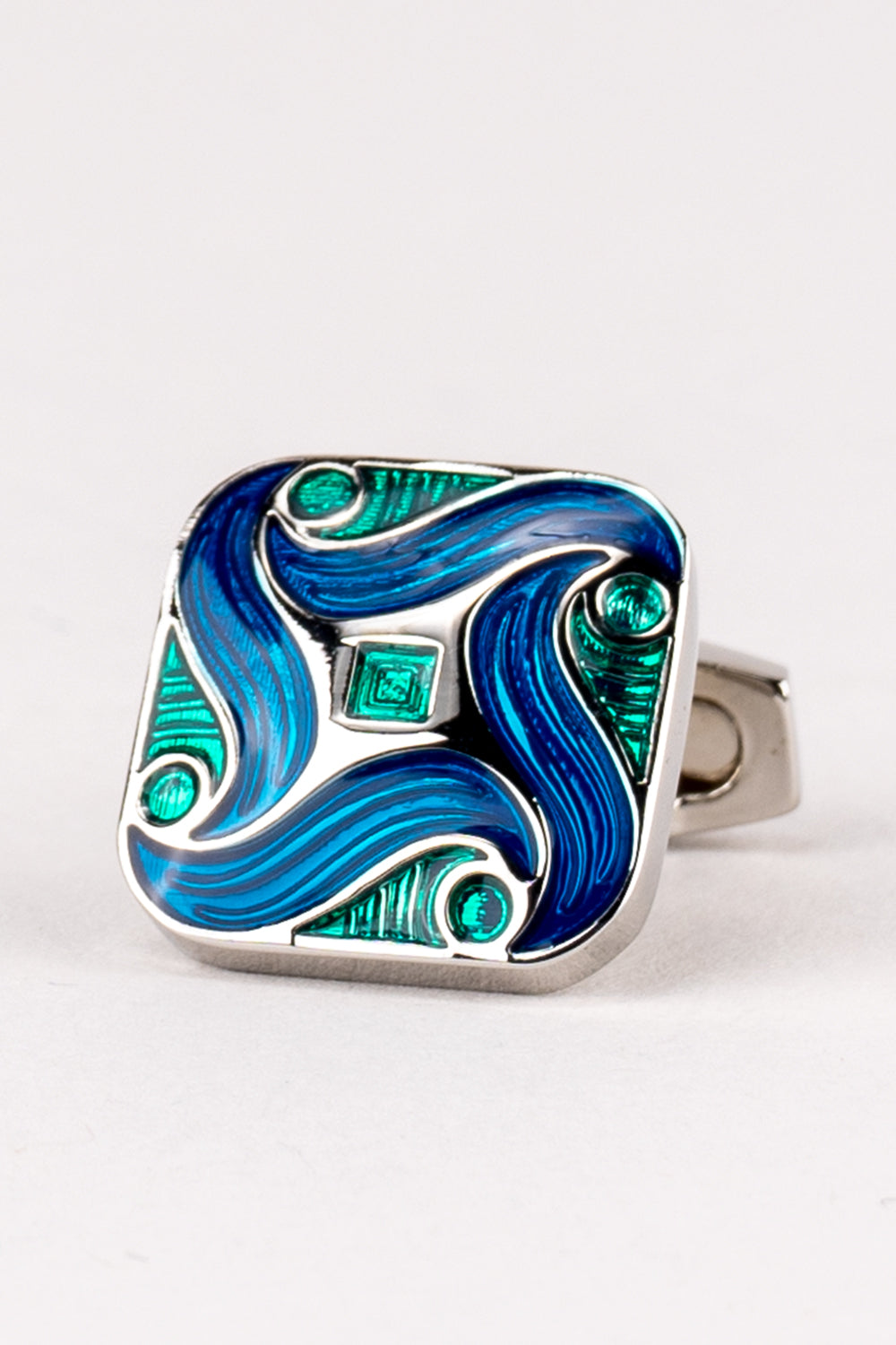 Eric Turquoise Men’s Cufflinks with bold enamel finish and polished detailing, ideal for weddings and formal attire.