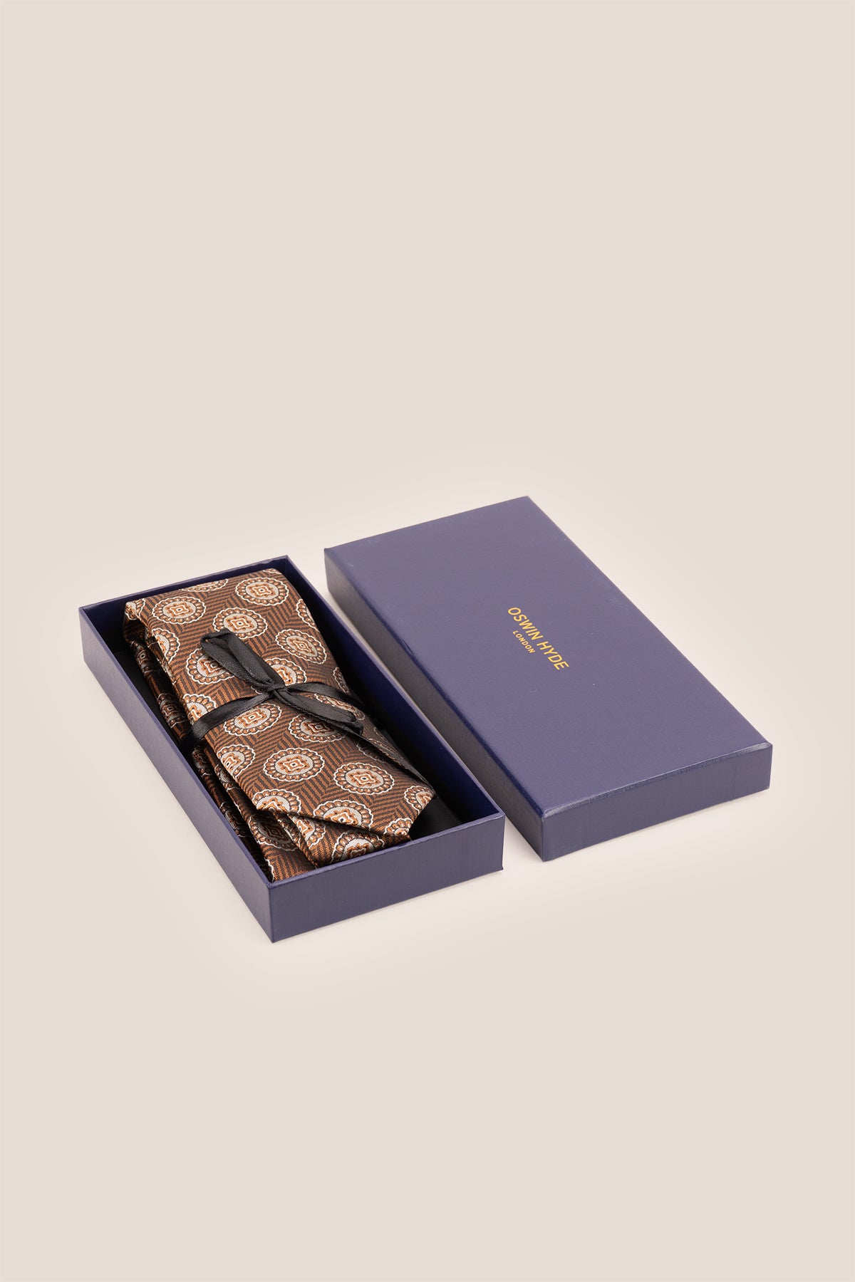 Brown Geometric Circles tie for men. Featuring a striking geometric circle pattern in rich brown