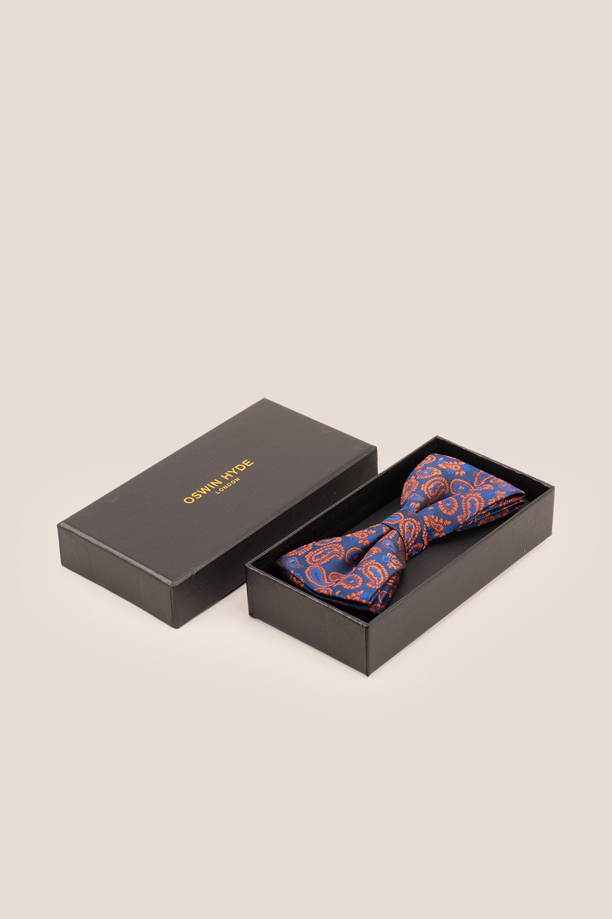 Oswin Hyde Paisley Pattern Red Bowtie for men, designed with an intricate paisley pattern and a rich red colour