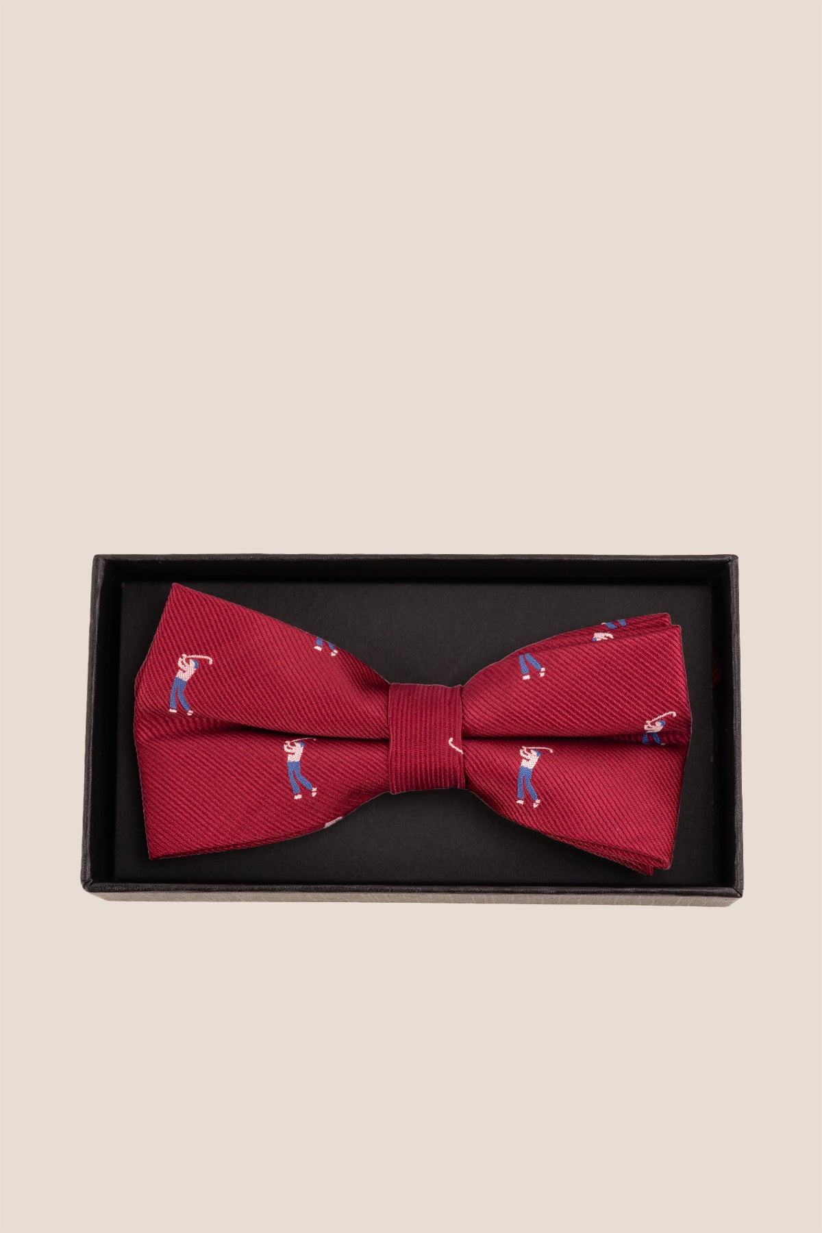 Red Golf Bowtie, designed for men who want to add a lively splash of colour to their wardrobe, made from high quality materials.