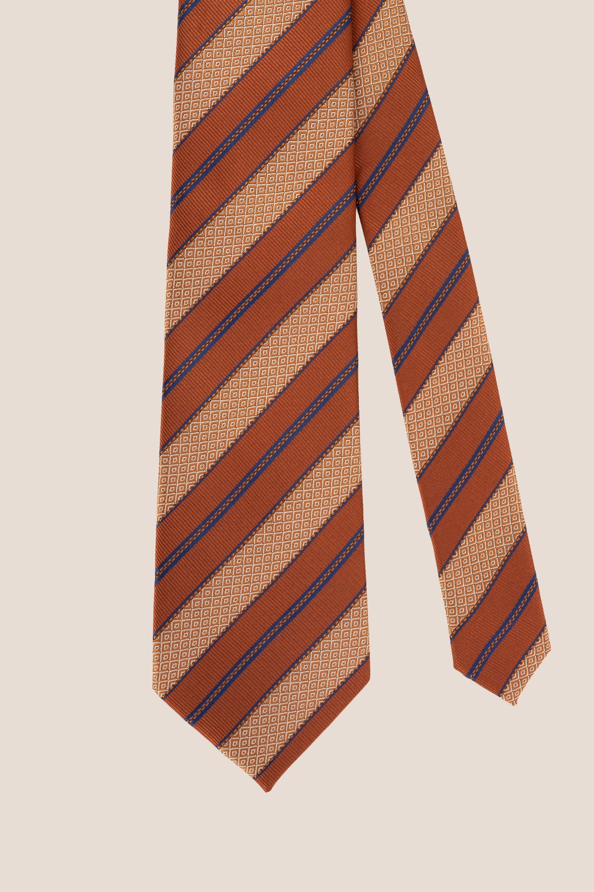 Vintage Bronze Stripes ties for men, designed with timeless elegance and style. The rich bronze stripes create a striking contrast.