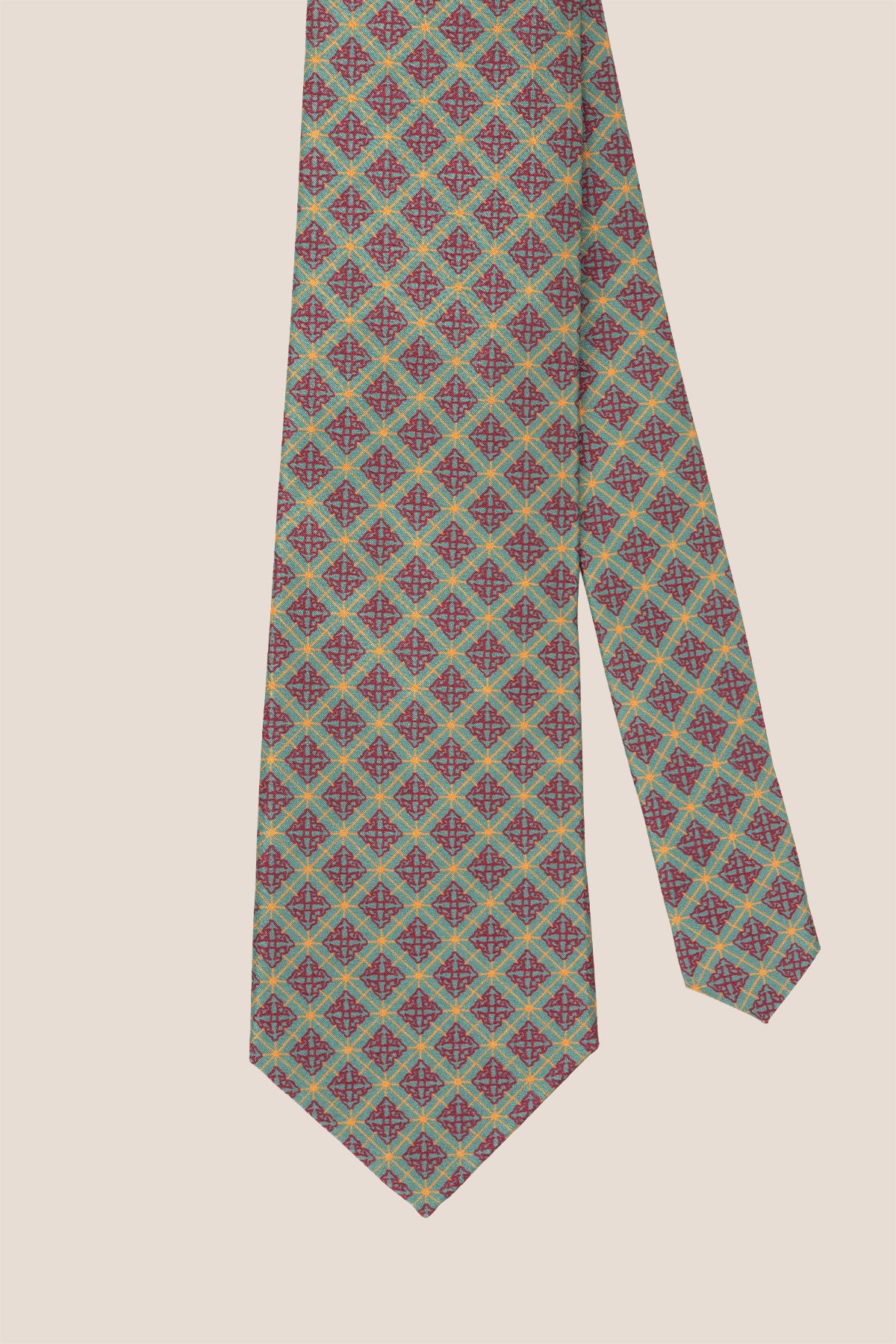 Green with Classic Brown Squares necktie. Featuring a rich green base accented by timeless brown squares