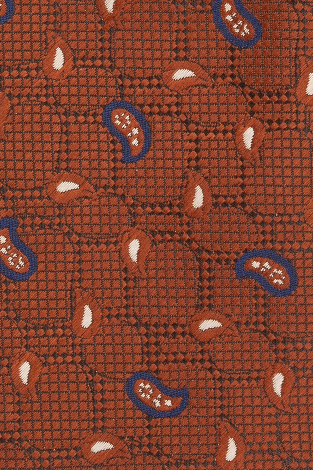 Oswin Hyde Paisley Geometric Bronze tie for men, designed to add a unique touch to your wardrobe. The intricate paisley and geometric patterns, combined with a rich bronze colour.