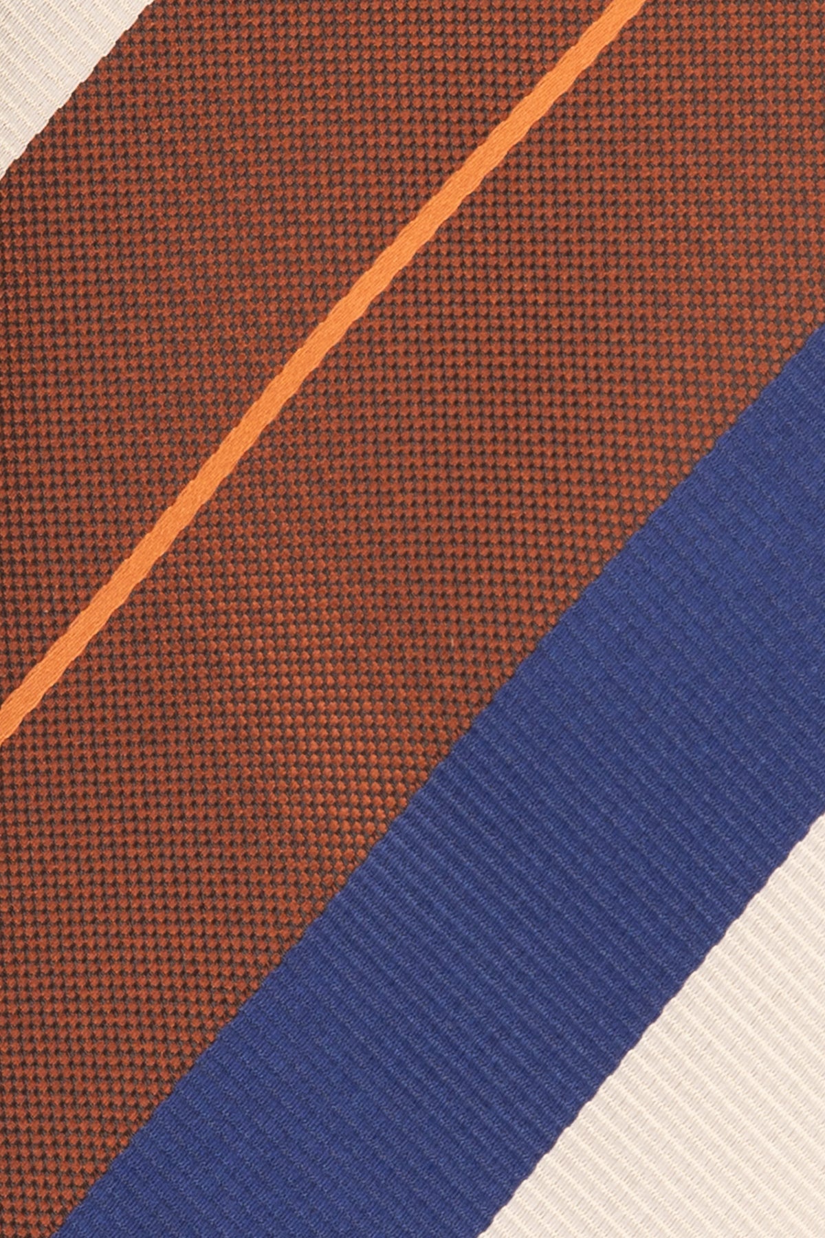 Brown Silver Navy Stripes tie for men. The combination of rich brown, elegant silver, and deep navy stripes creates a sophisticated and versatile accessory.