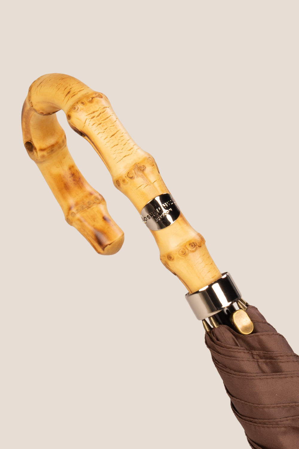 Jonathan Brown classic umbrella with bamboo wooden handle and elegant brown canopy golf umbrella for men, stylish and durable rain protection.