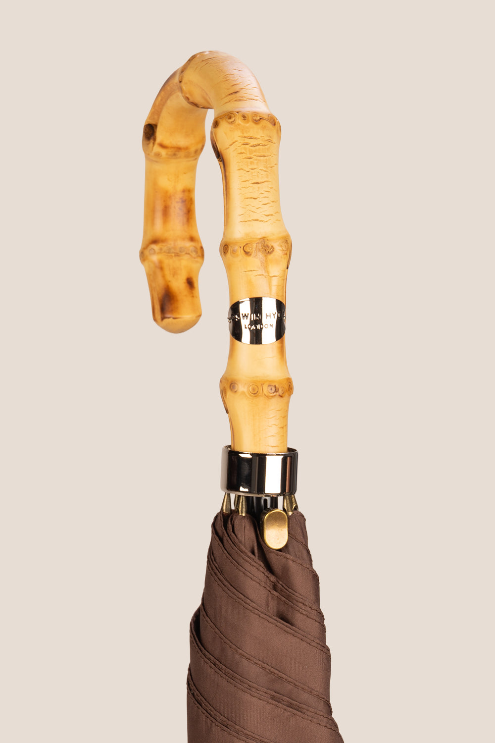 Jonathan Brown classic umbrella with bamboo wooden handle and elegant brown canopy golf umbrella for men, stylish and durable rain protection.