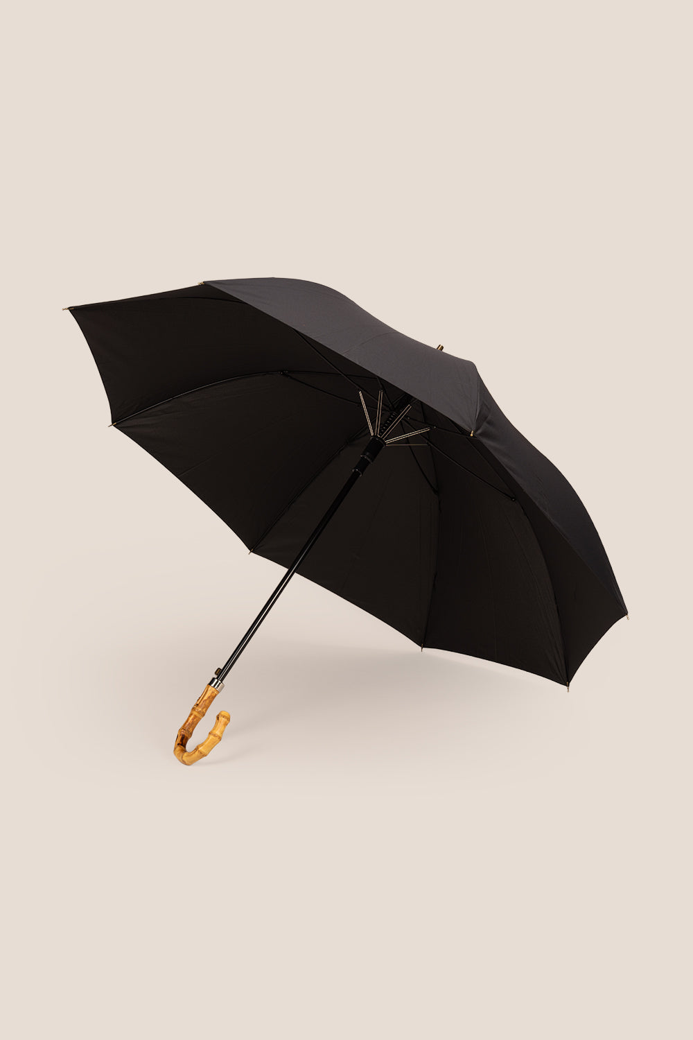 Jonathan Black classic umbrella with a sturdy canopy and refined bamboo wooden handle, perfect for daily use or as a sophisticated golf umbrella.