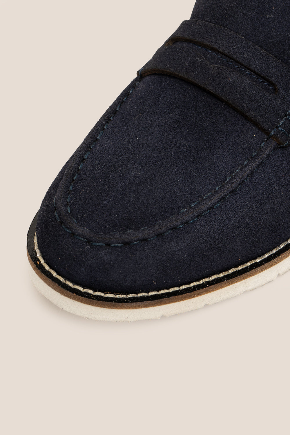 Navy suede men’s loafers by Oswin Hyde – lightweight summer slip‑on shoes with cushioned insole and durable sole for casual, stylish comfort.